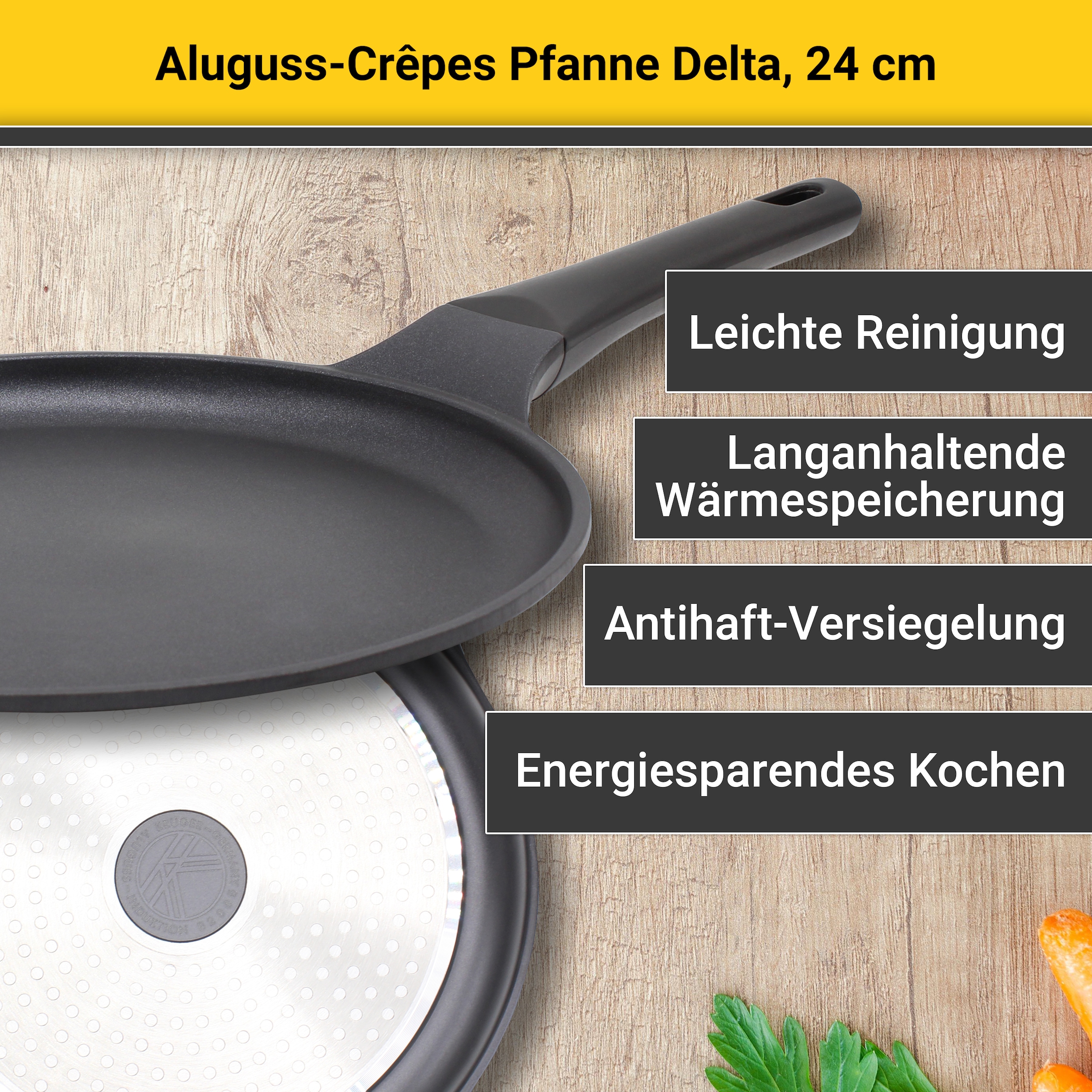 Krüger Crêpepfanne »Delta« Aluminiumguss für Induktions-Kochfelder geeignet