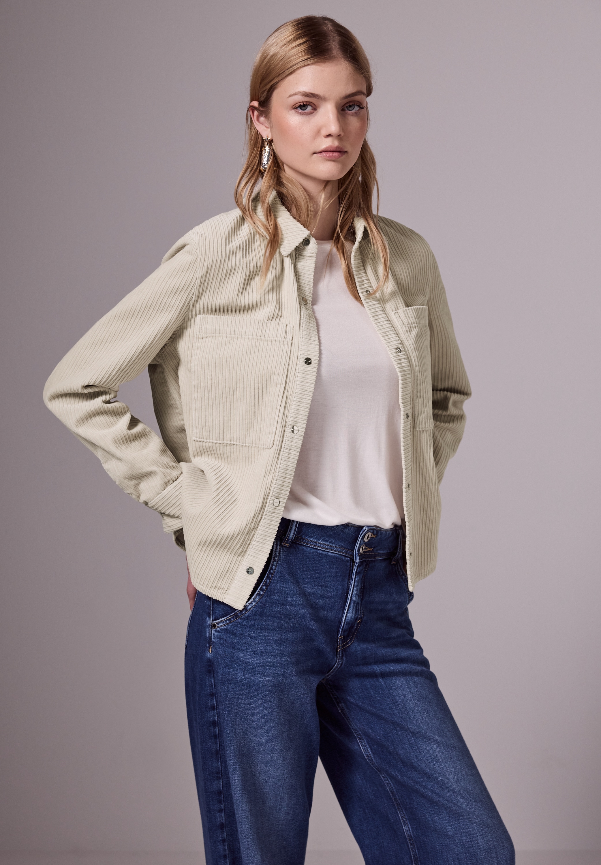 STREET ONE STUDIO Cordjacke ohne Kapuze mit Knopfleiste