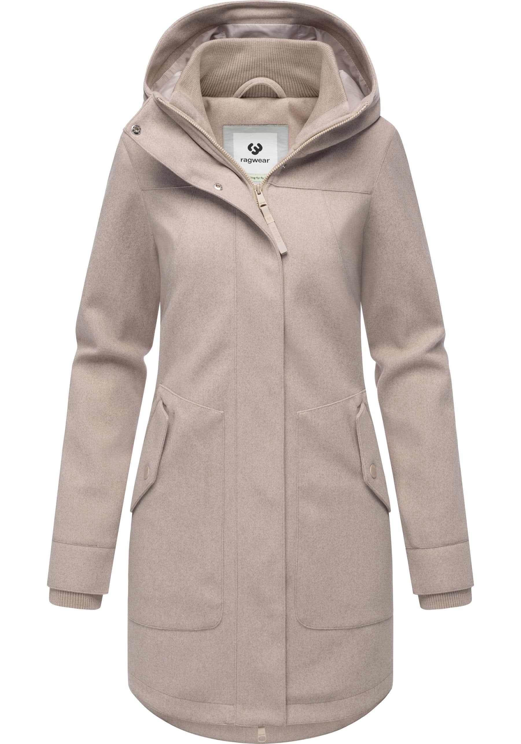 Ragwear Wollmantel »Janesha Coat«, Mantel in Wolloptik mit Kapuze