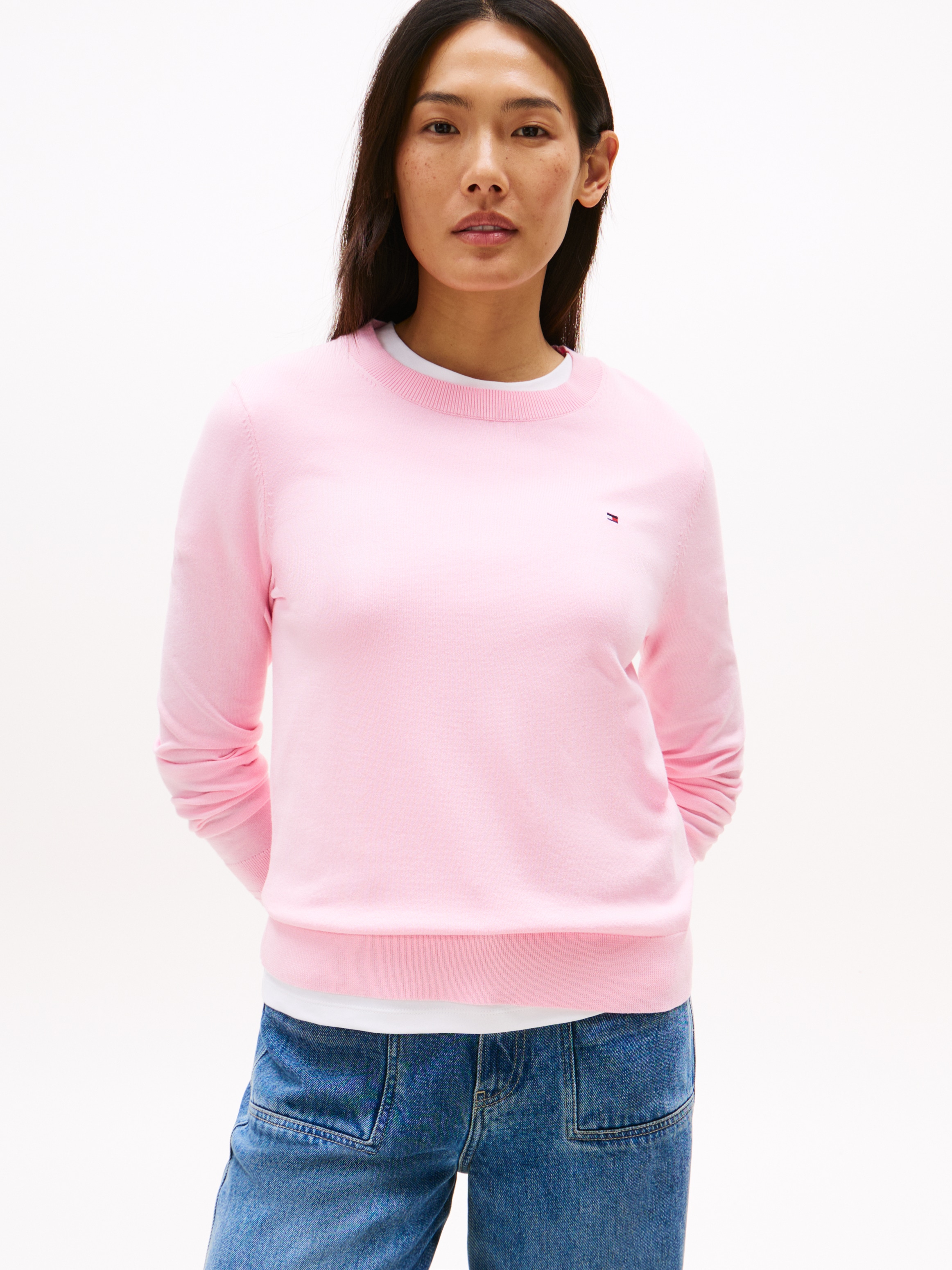 Tommy Hilfiger Rundhalspullover "CO JERSEY STITCH LS C-NK SWT", mit Logosti günstig online kaufen