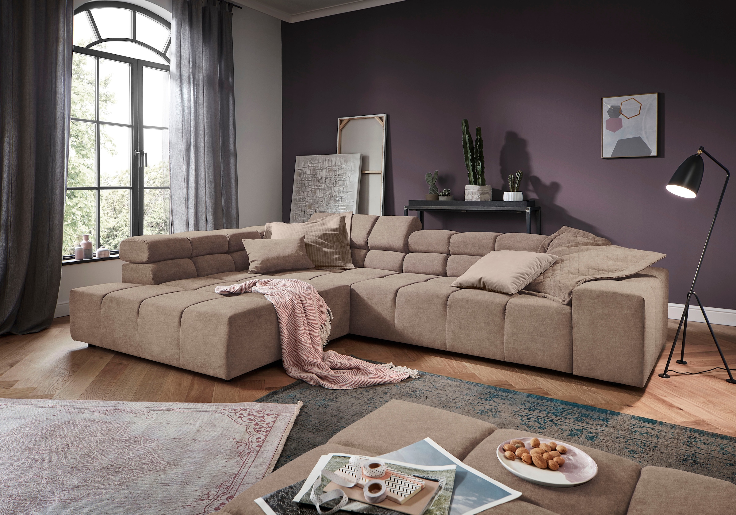 INOSIGN Ecksofa »Ancona incl. Kopfteilverstellung, OTTOs Choice, Breite 319cm, L-Form«, wahlweise motorische Sitztiefenverstellung, auch in Cord + Easy Care