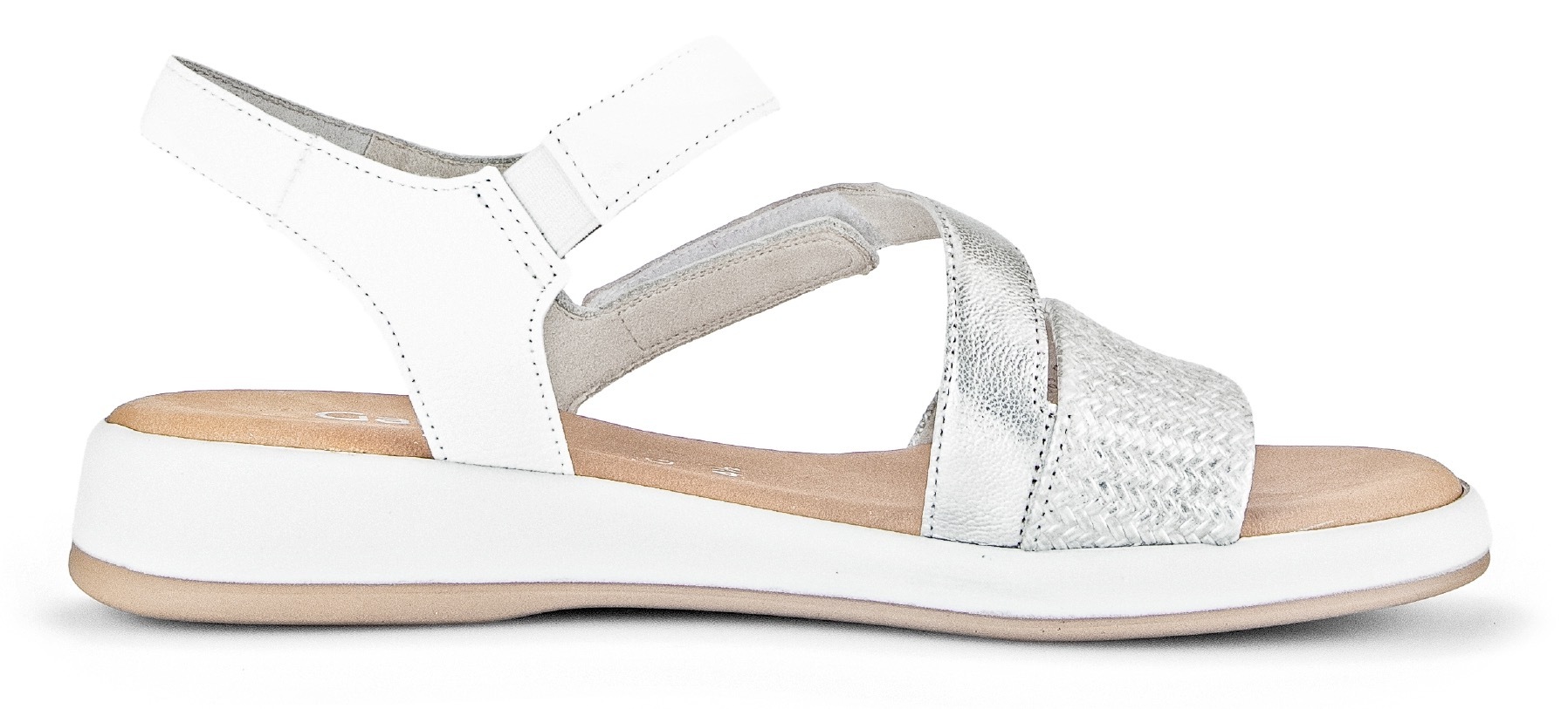 Keilsandalette GABOR "RHODOS", Damen, Gr. 42, bunt (silberfarben, weiß), Glattleder, Schuhe, Sommerschuh, Sandale, in Komfort-Schuhweite G (=weit) 3
