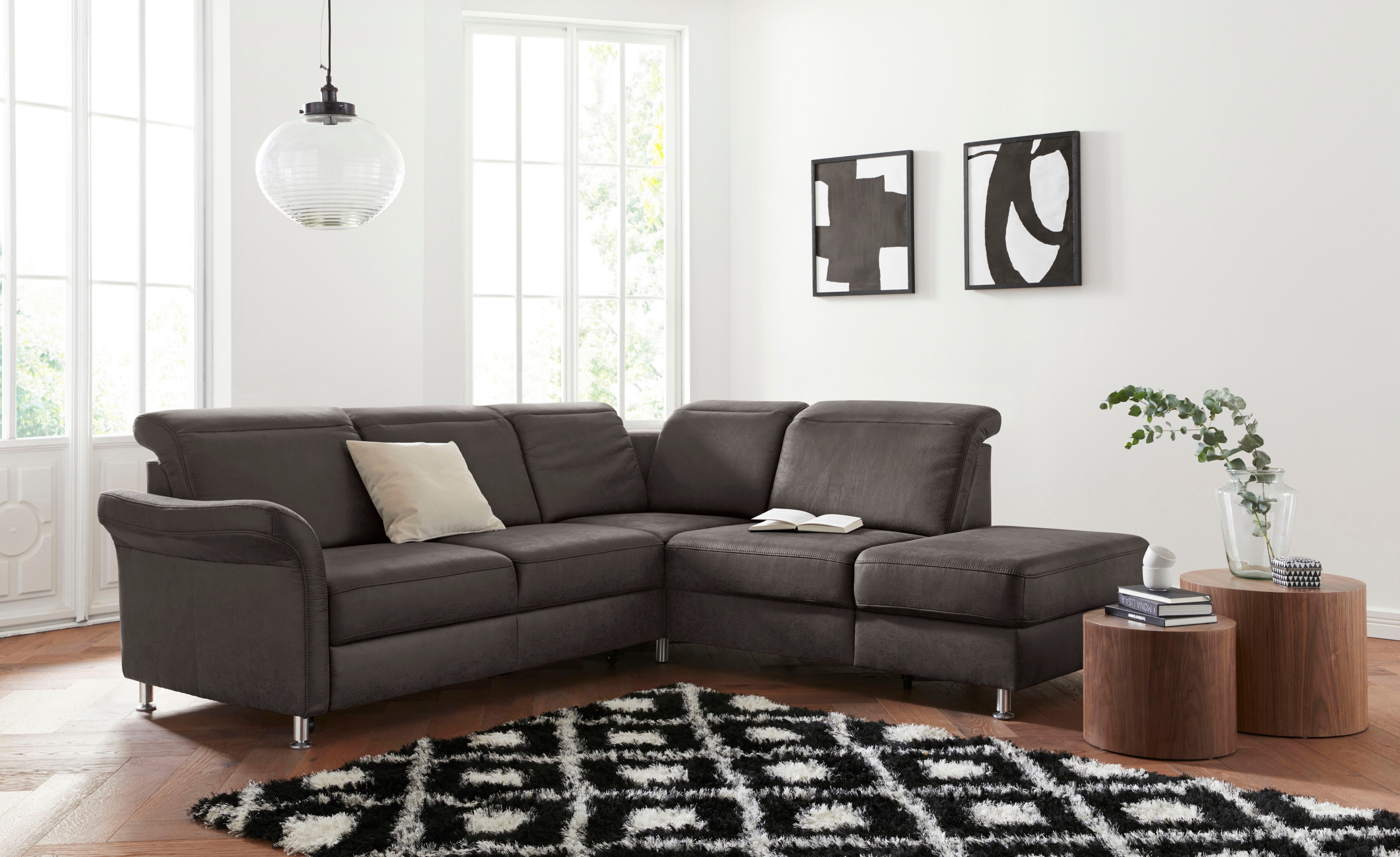 sit&more Ecksofa "Darwin L-Form" inklusive Federkern, wahlweise mit Kopfteilverstellung, Schlaffunktion