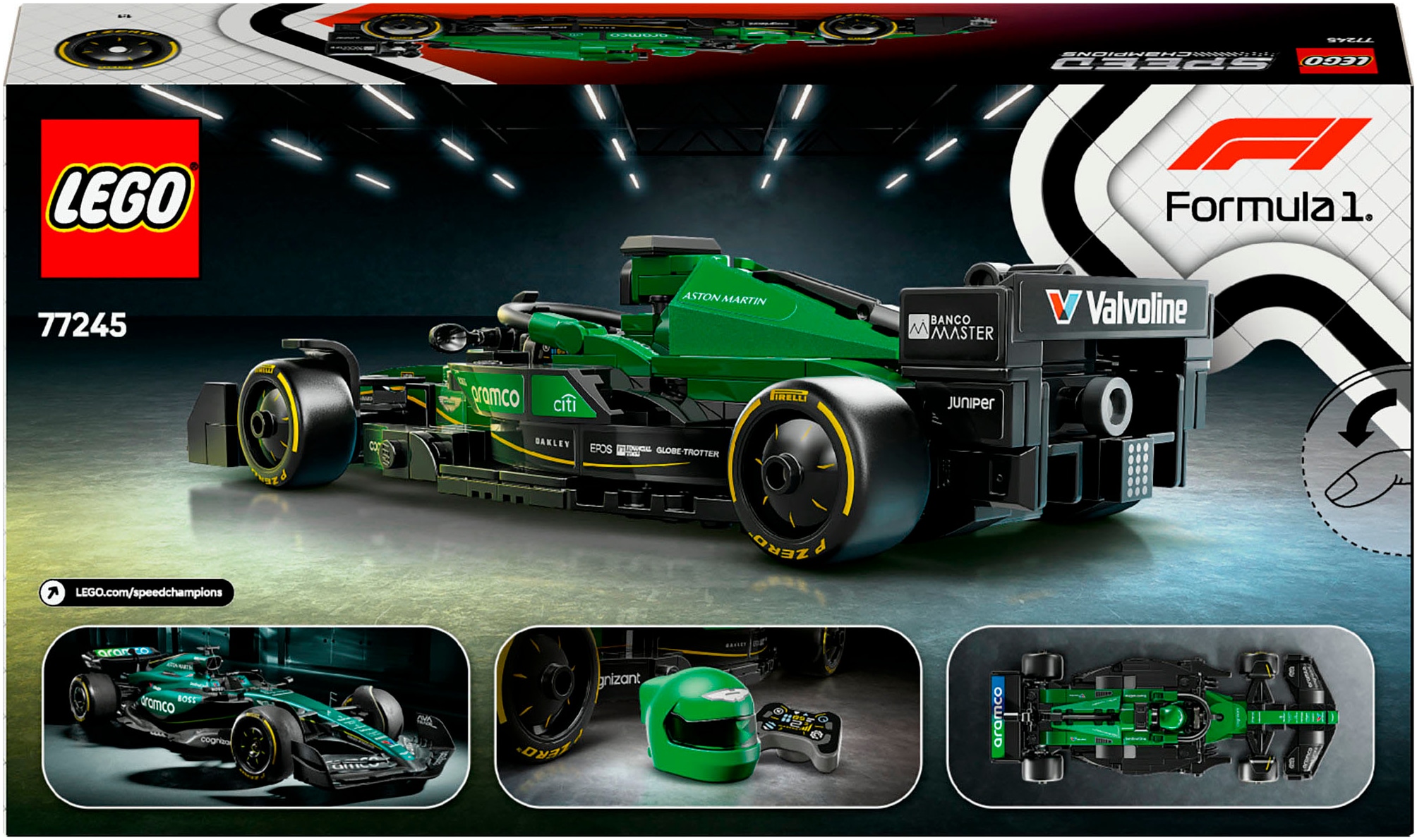 LEGO® Konstruktionsspielsteine »Aston Martin Aramco F1® AMR24 Rennauto (77245), LEGO® Speed Champions«, (269 St.), Made in Europe