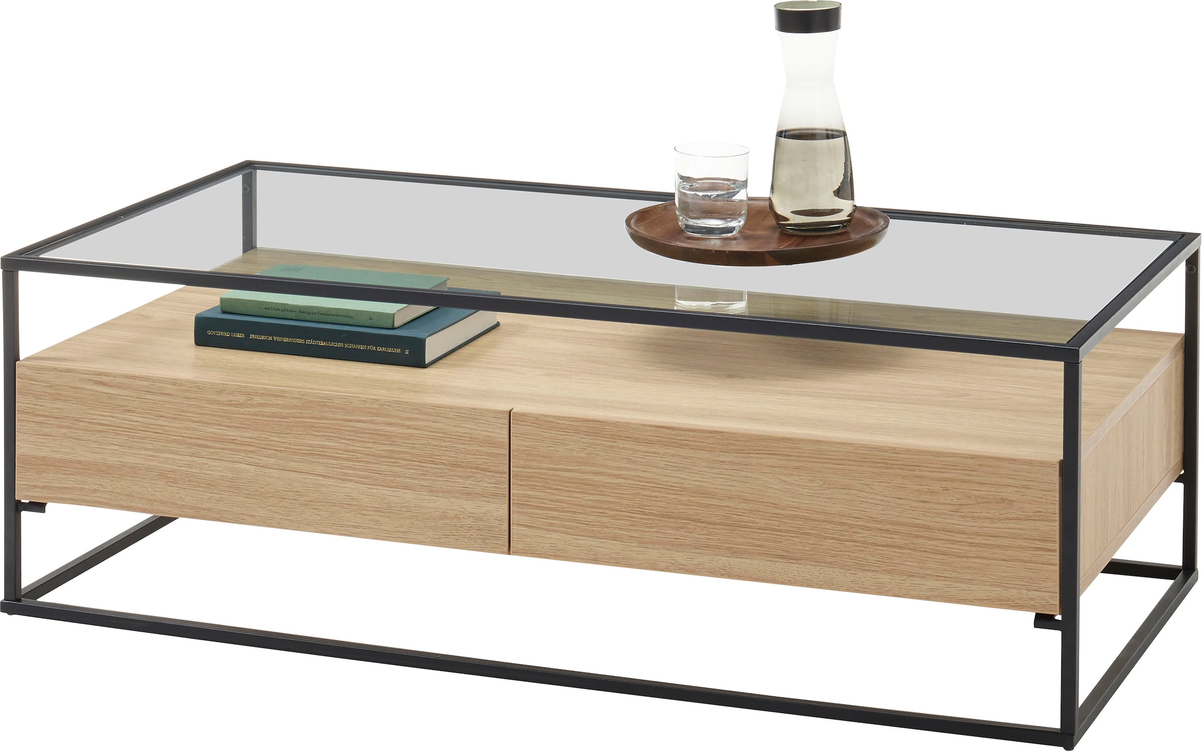 MCA furniture Couchtisch »Evora«, mit Glas und 2 Schubladen mit Push to  open bestellen | BAUR