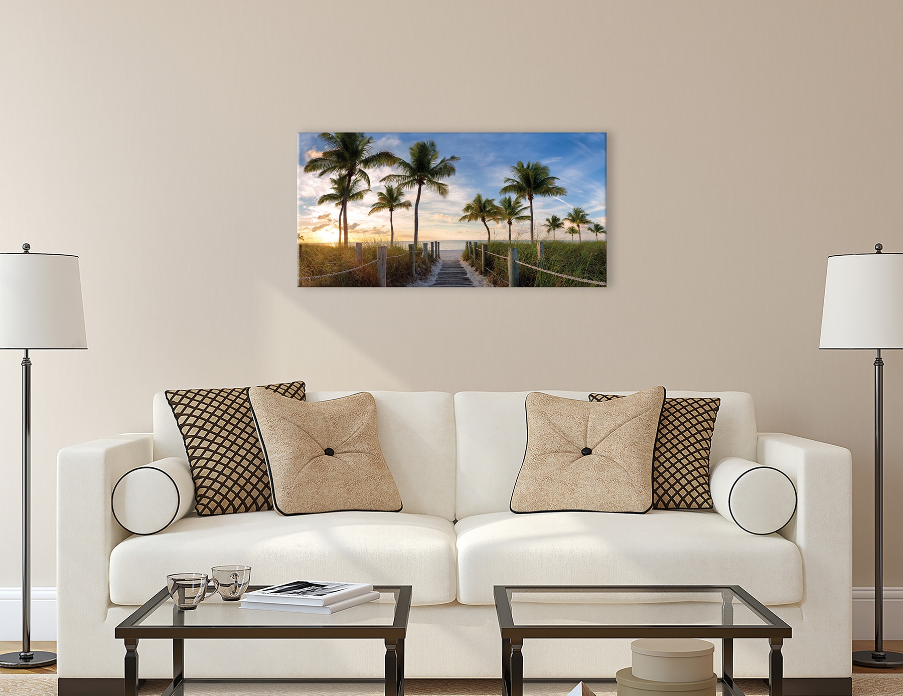 Bönninghoff Leinwandbild »Wandbild KARIBIK 50x100 cm – Leinwandbild Keilrahmen Deko modern« Meer | Palmen | Strand 1 Stk. tlg. auf Keilrahmen gespannt