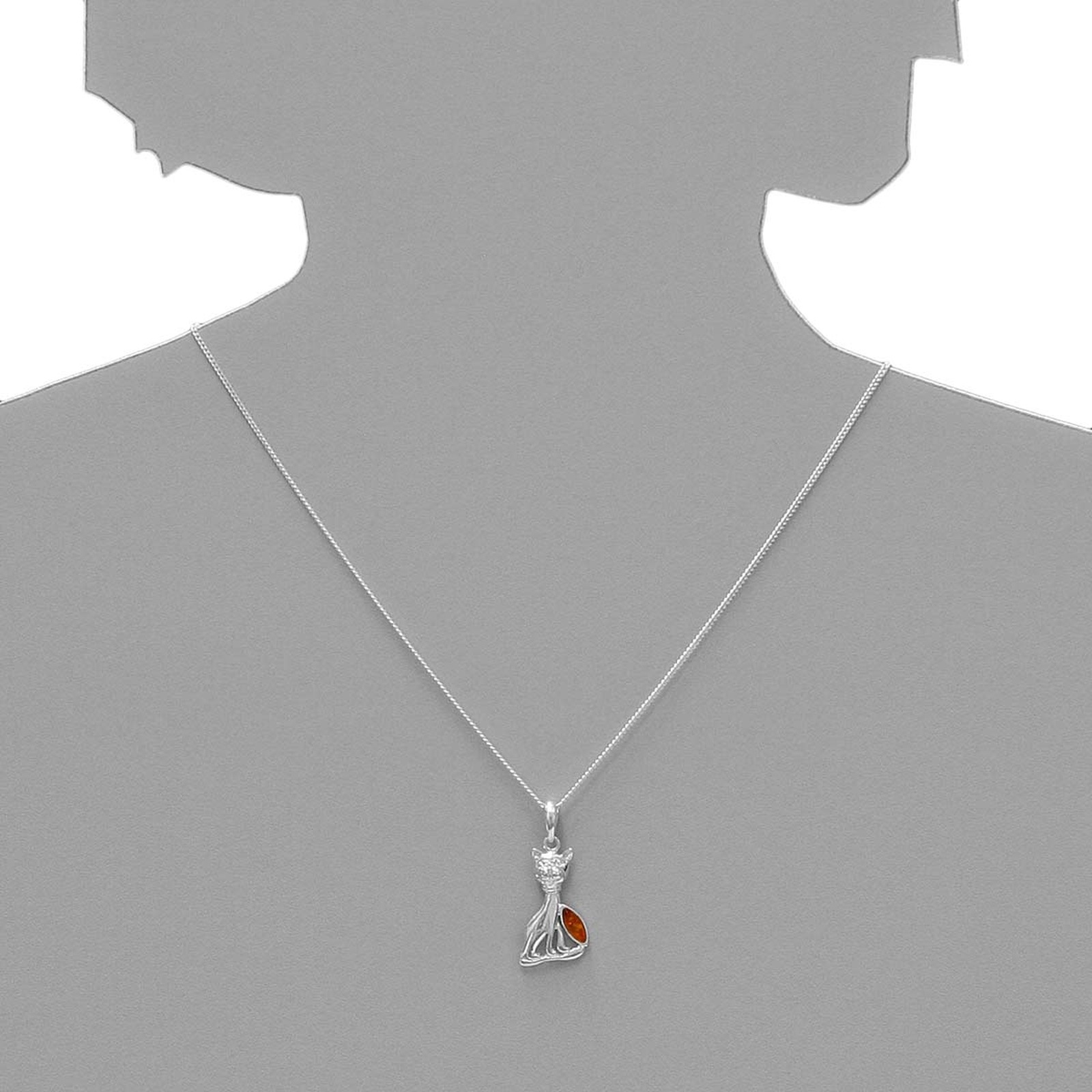 Kettenanhänger OSTSEE-SCHMUCK "- Katze - Silber 925/000 - Bernstein" Gr. 35, silber (silber 925, silberfarben, weiß), Schmuckanhänger, Damen, Silber 925 (Sterlingsilber), Kettenanhänger 5