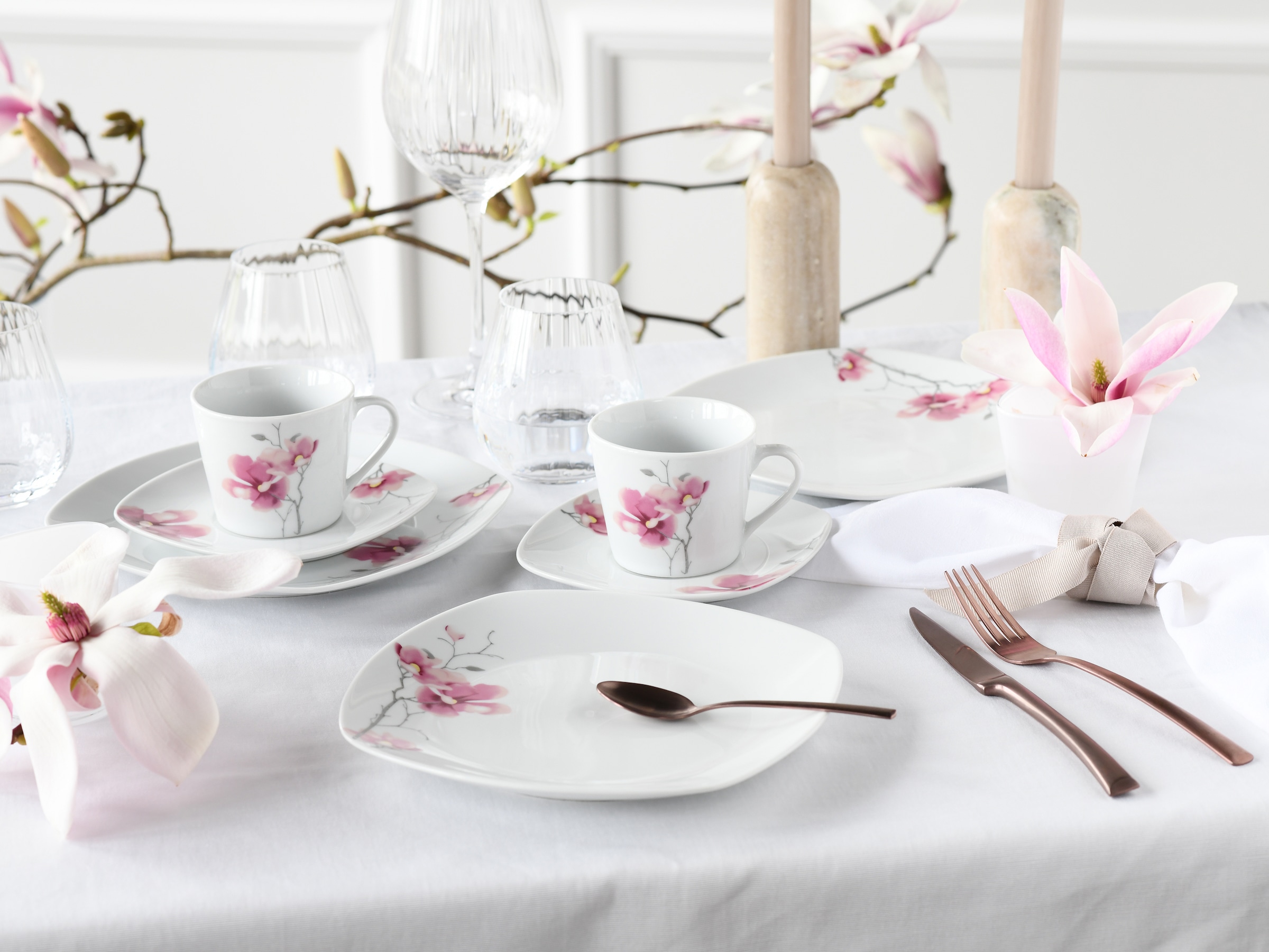 CreaTable Kaffeeservice »Amelie Aiko, Kaffee-Service 18-tlg«, (Set, 18 tlg.), Blumendekor