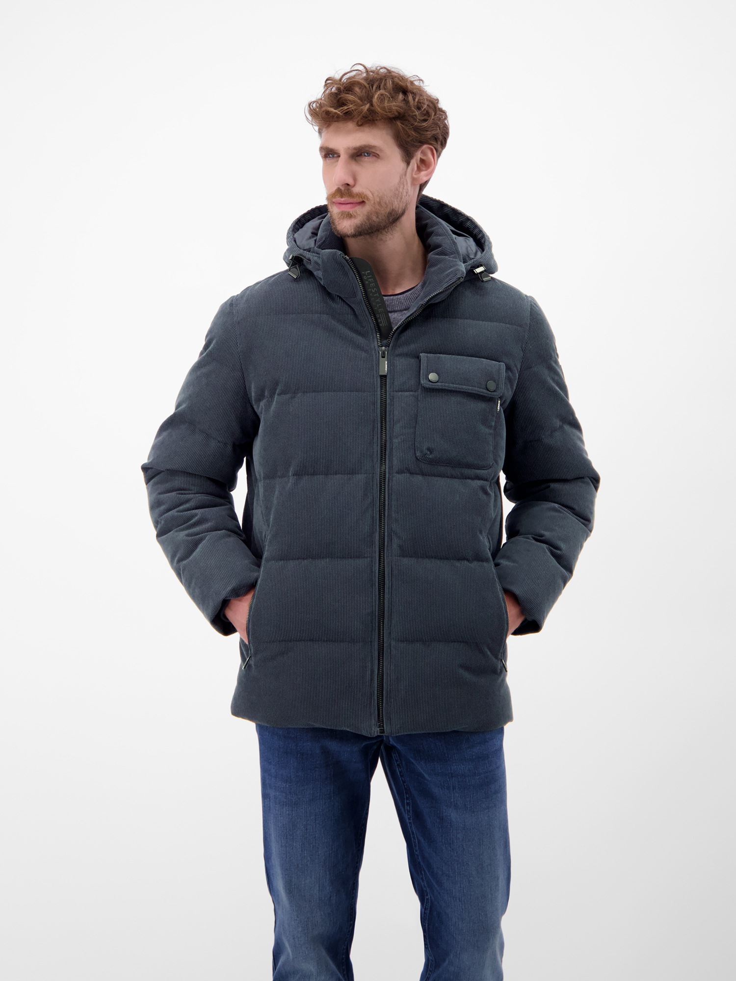 LERROS Steppjacke »LERROS Herren Steppjacke in funktionaler Cord-Optik«, mit Kapuze, Wasser- und windabweisend, atmungsaktiv