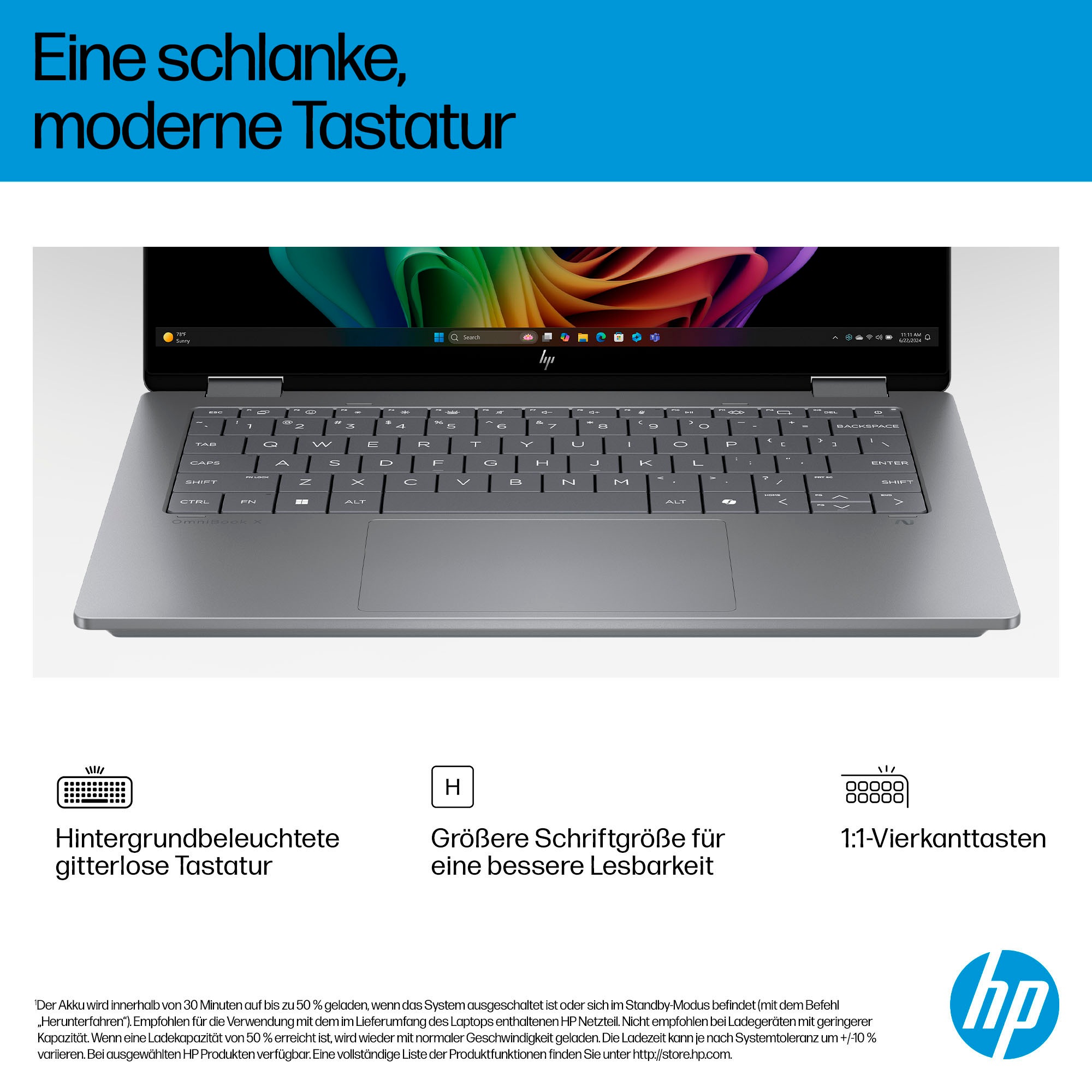 HP Convertible Notebook »OmniBook X Flip 14-fm0077ng«, 35,6 cm, / 14 Zoll, Intel, Core Ultra 7, 1000 GB SSD