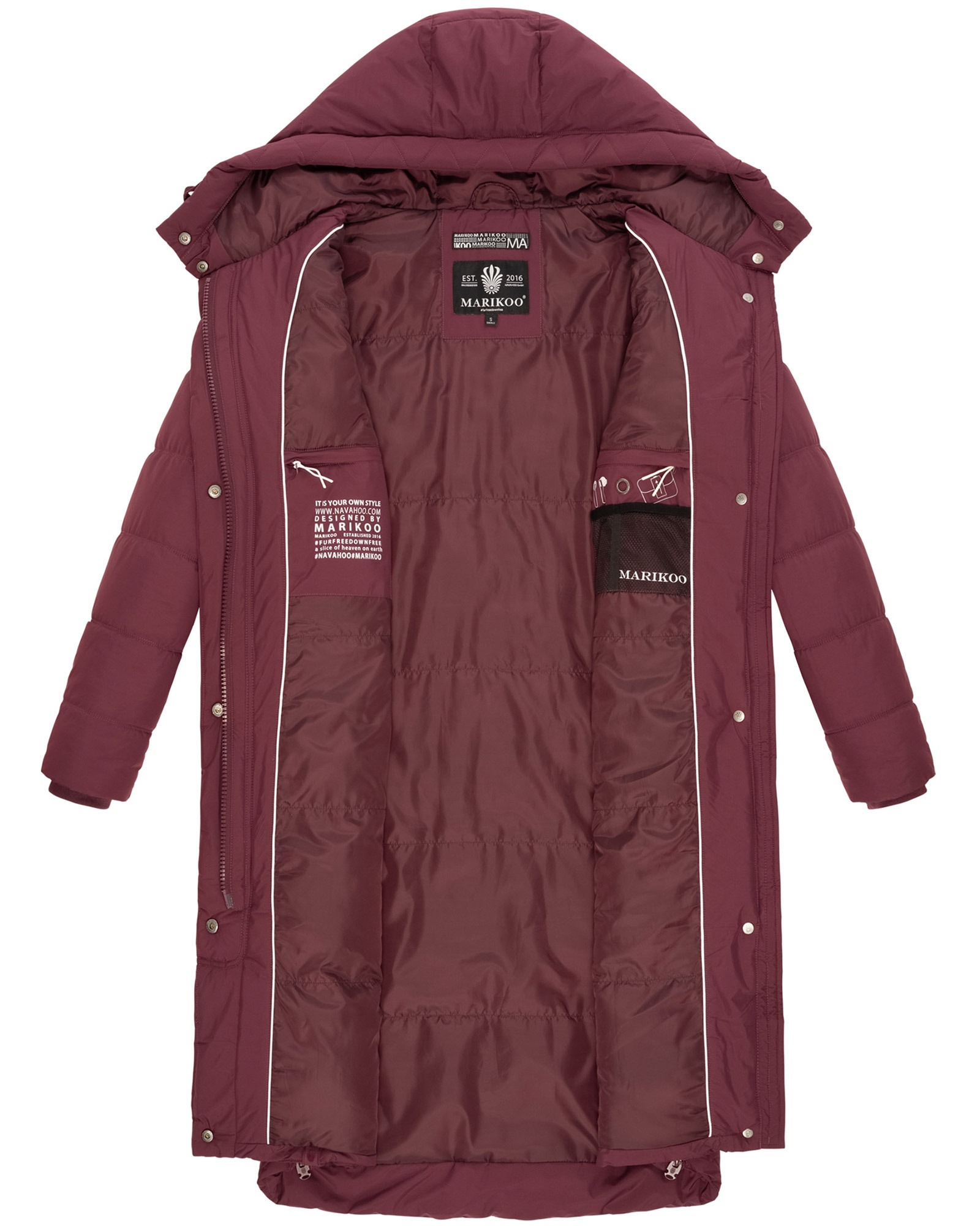 Marikoo Winterjacke »Soranaa«, langer Winter Mantel mit Kapuze