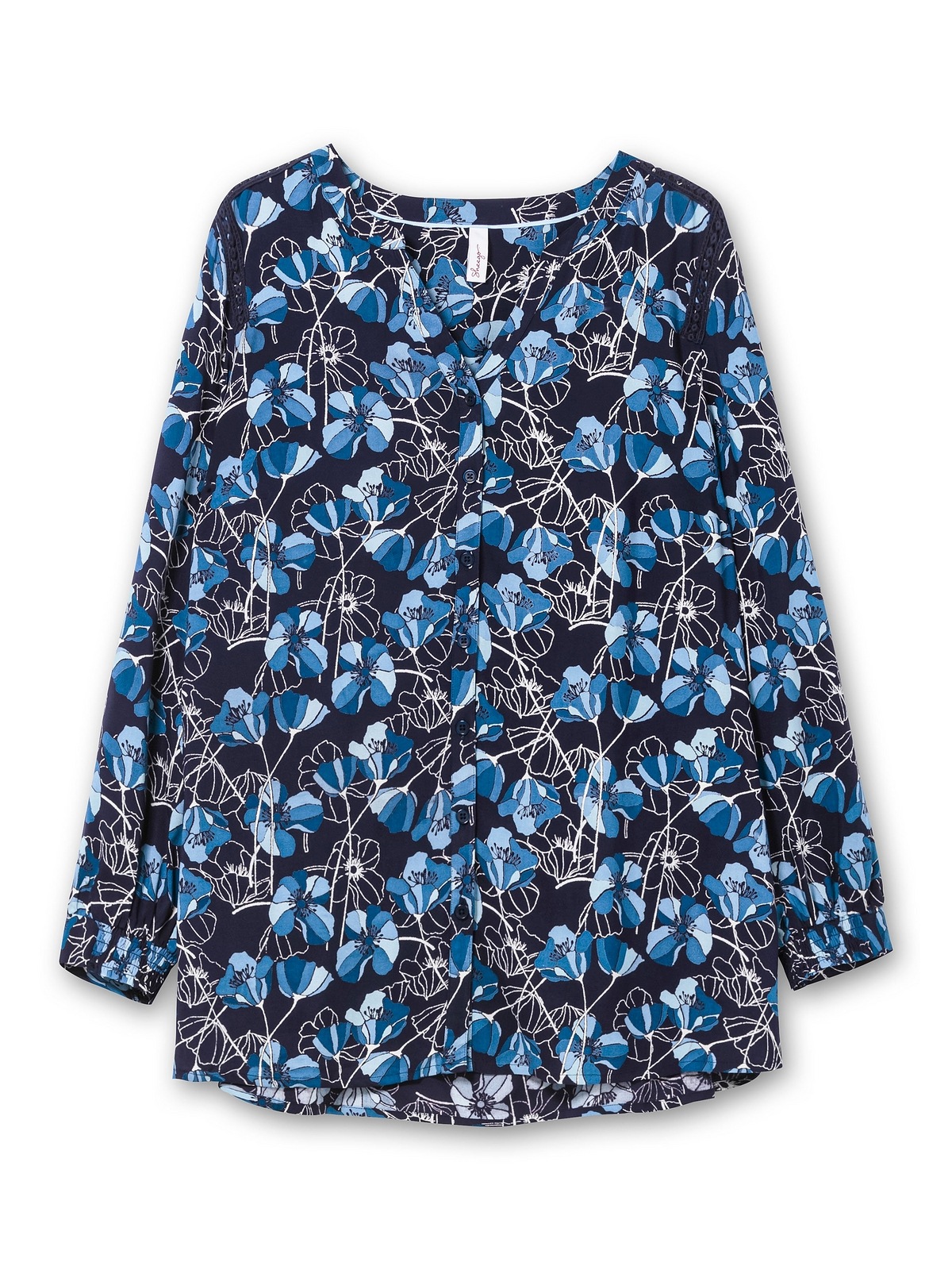 Sheego Druckbluse »Große Größen«, mit Blütenprint und Spitzenborte