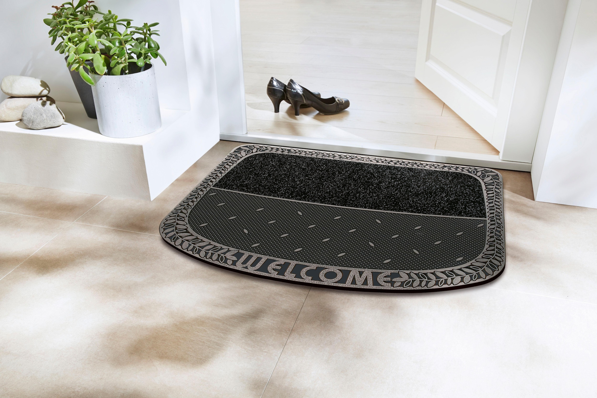 Home2Fashion Fußmatte »TC Clean Tendri, Welcome«, rechteckig, Schmutzfangmatte, mit Spruch, robust, In- und Outdoor geeignet