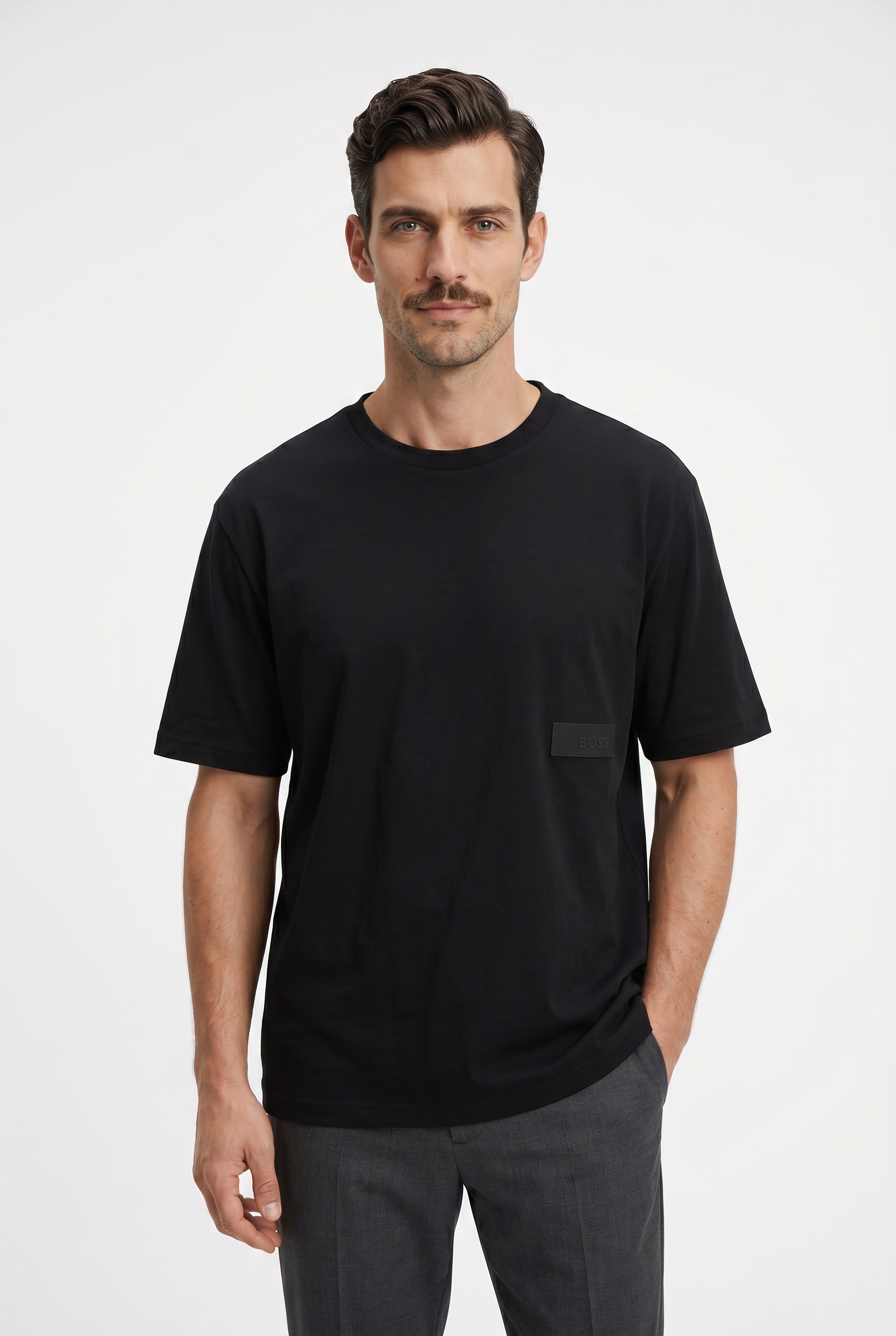 BOSS GREEN T-Shirt "TS Structure" 100% Cotton, Regular Fit, Rundhalsausschnitt