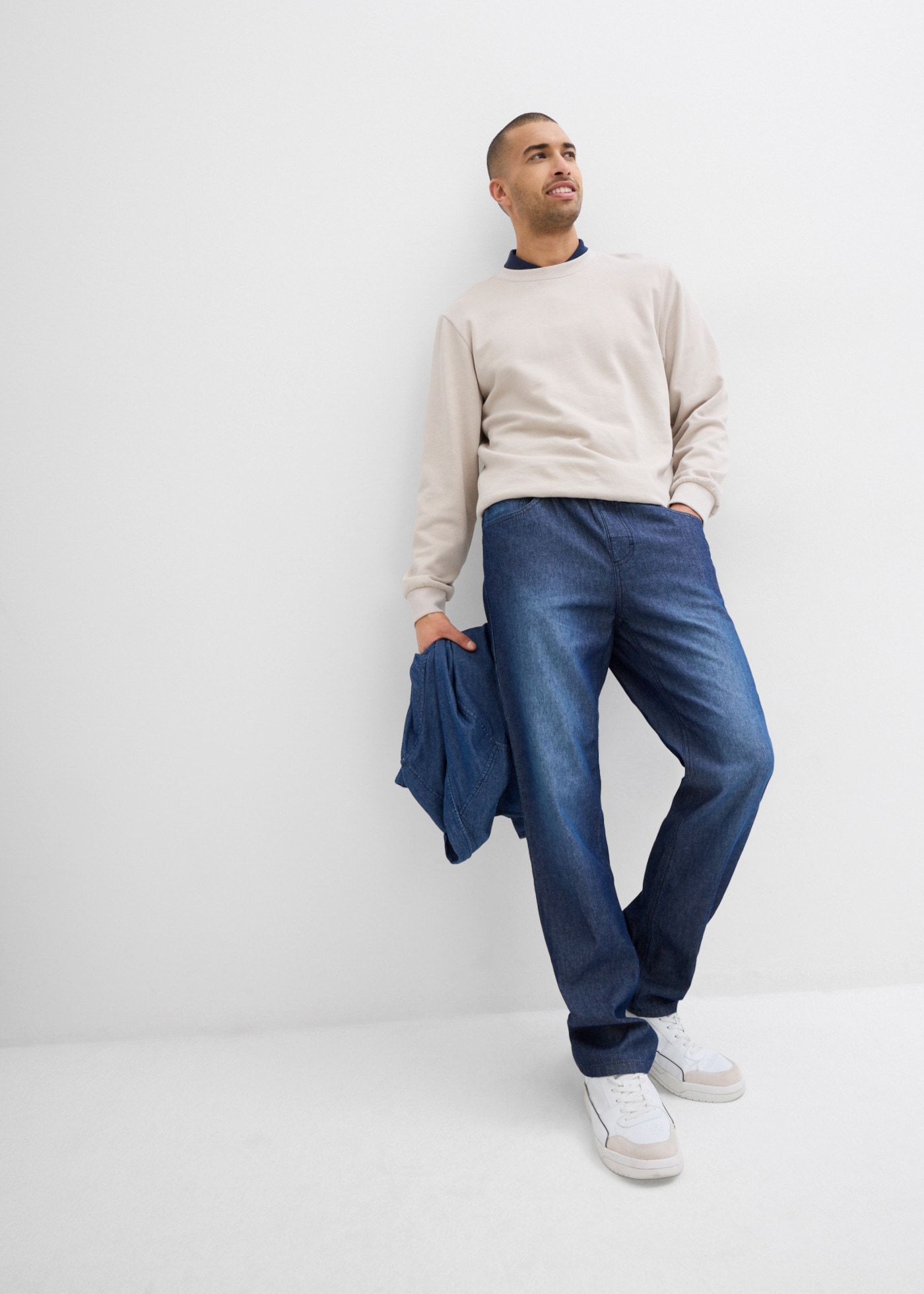 bonprix Schlupfjeans Packung, 2er, 2 klassischer Schnitt, aus reiner Baumwolle, mit Washed-Effekt