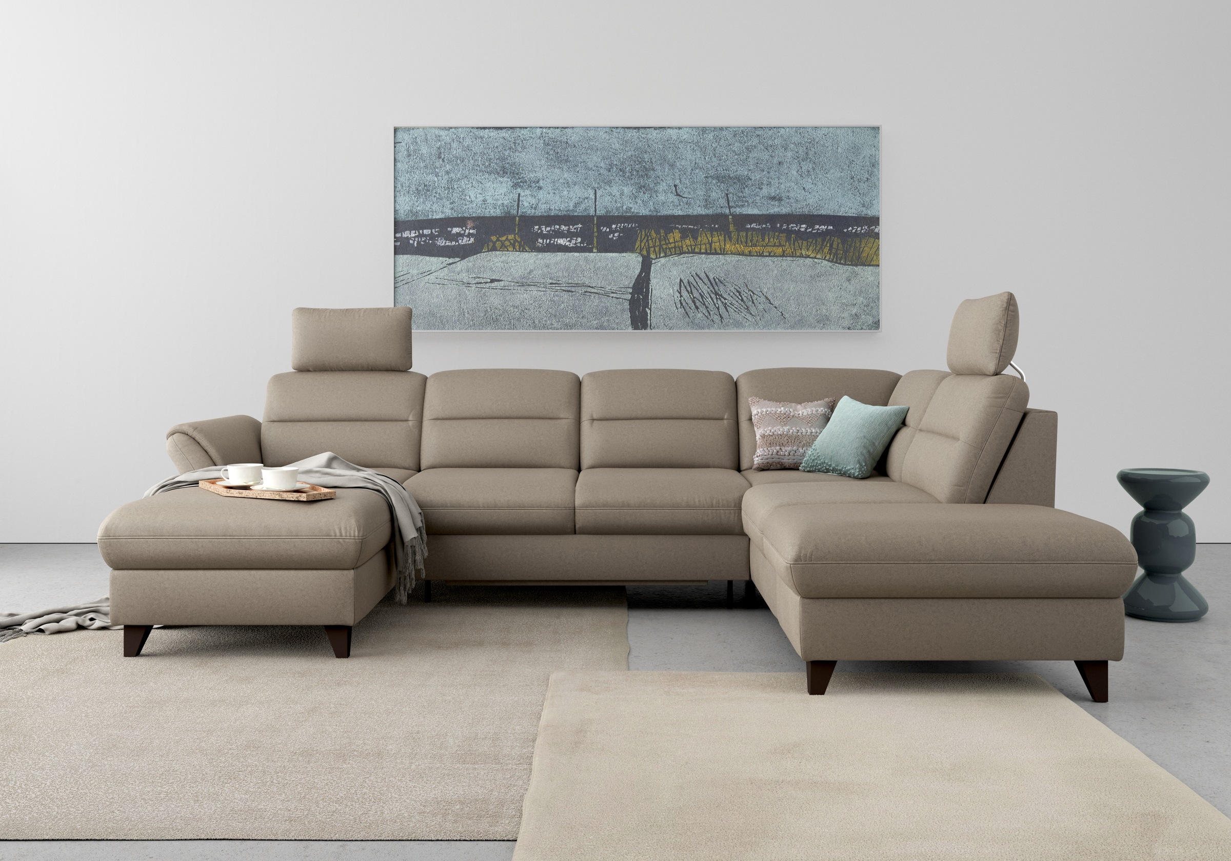 sit&more Wohnlandschaft »Mellum U-Form«, Federkern, wahlweise mit Bettfunktion, Stauraum und Armteilfunktion