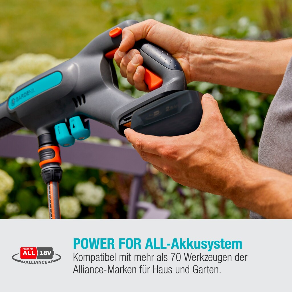 GARDENA Akku-Mitteldruckreiniger »AquaClean 24/18V P4A«, (Set, 5 tlg.), mit Akku und Ladegerät