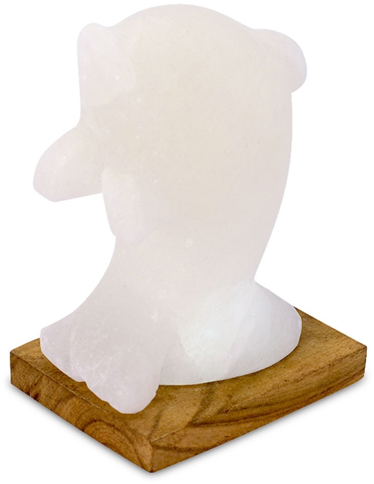 Salzkristall-Tischlampe "Delfin", Ø 7cm H: 15cm, 1 Stk., weiß, HIMALAYA SALT DREAMS, Leuchten, Handgefertigt aus Salzkristall - jeder Stein ein