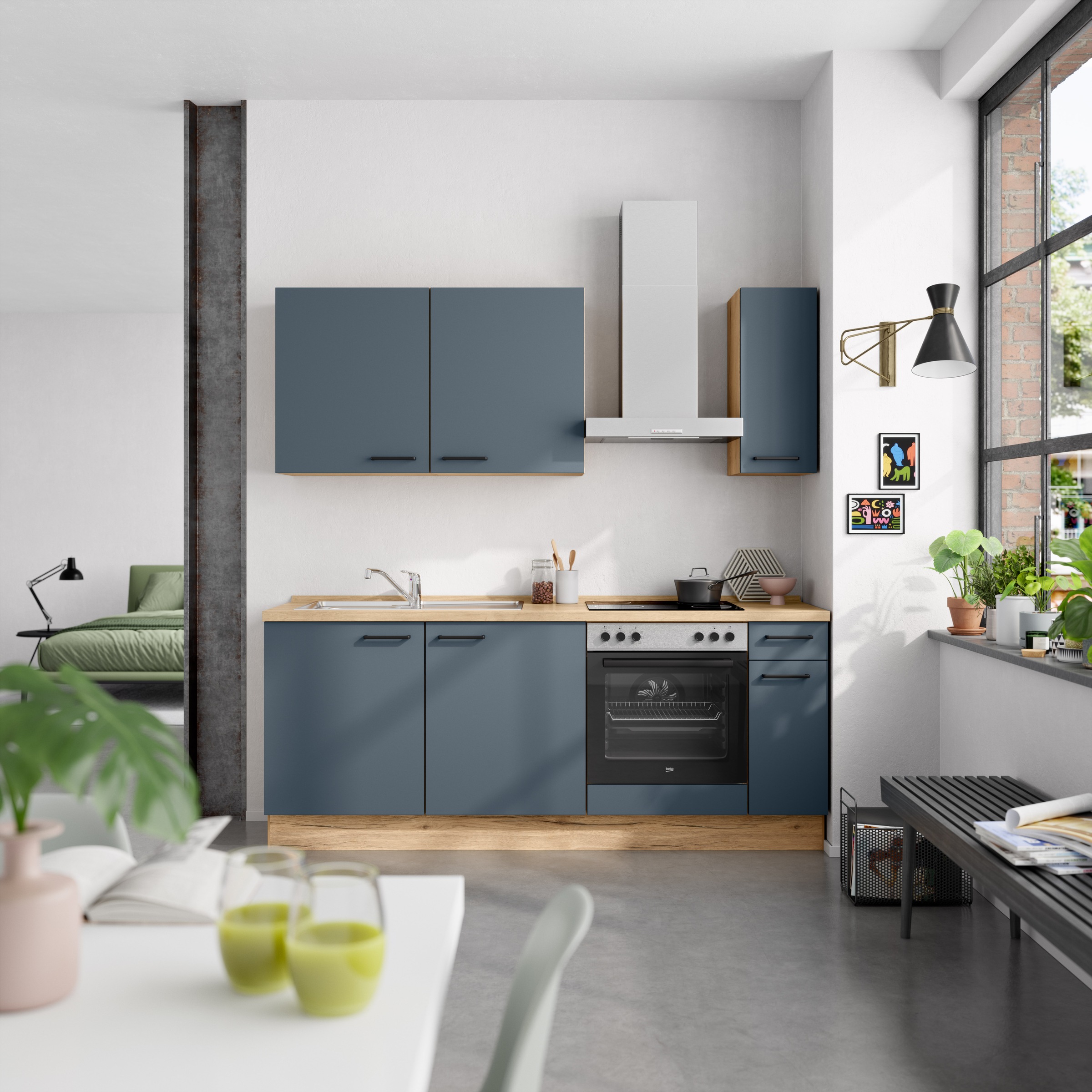 nobilia® Küchenzeile »"Easytouch I"«, vormontiert, Ausrichtung wählbar, Breite 210 cm, wahlw. mit E-Geräten
