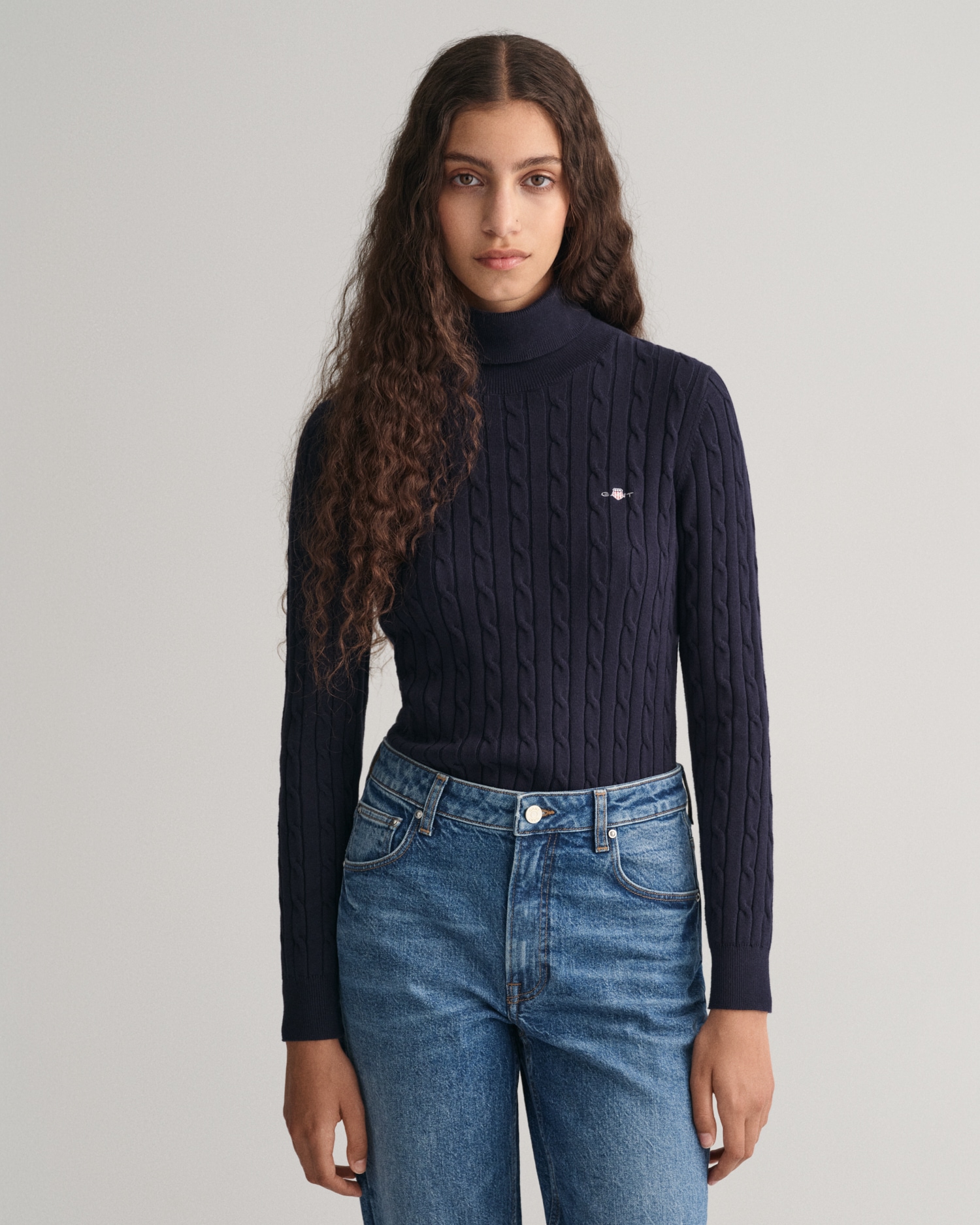 Rollkragenpullover »STRETCH COTTON CABLE TURTLENECK«, mit Zopfmuster