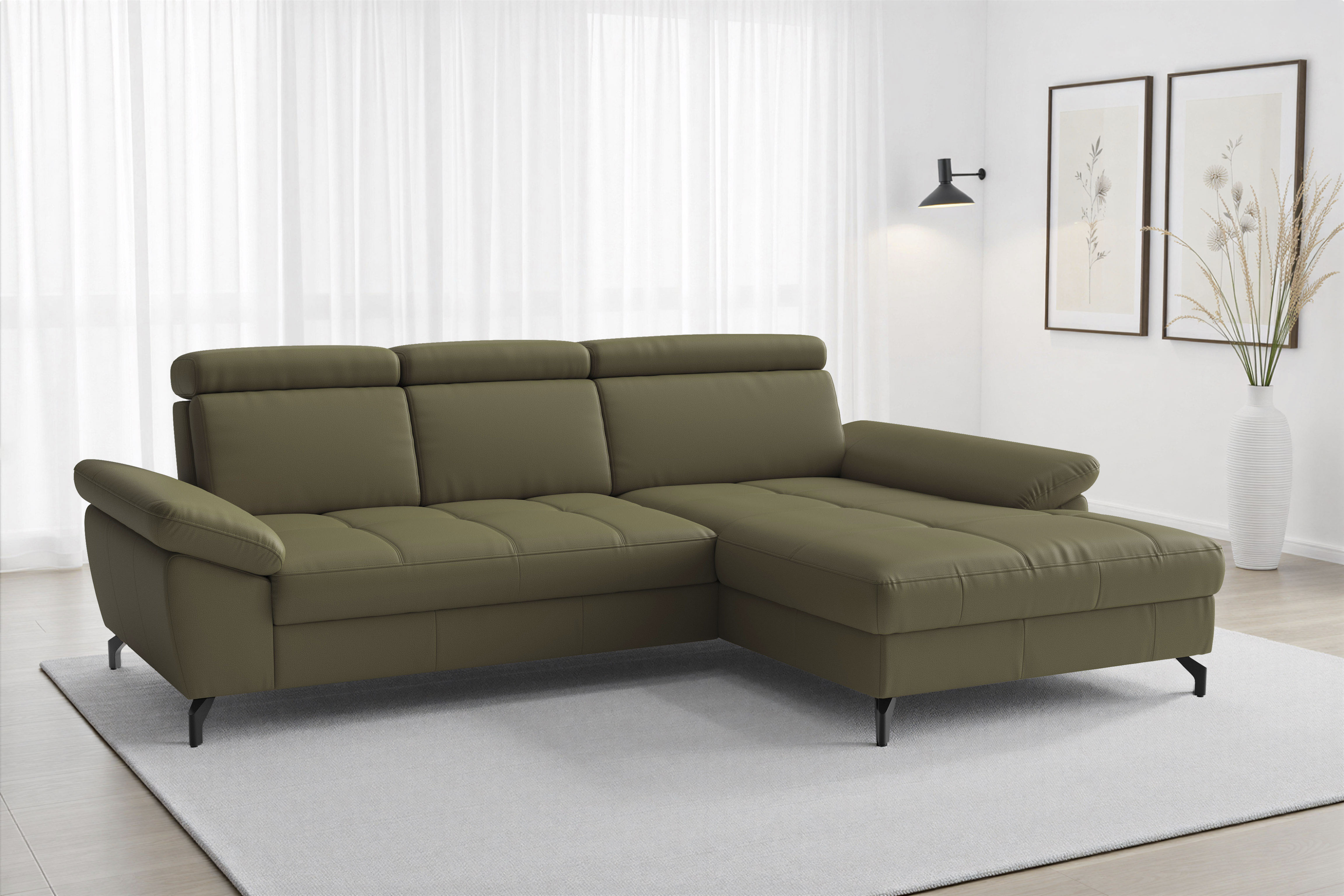 sit&more Ecksofa "Vanity L-Form, Leder, B: 264 cm, mit Sitz-, Kopf u. Armteilverstellung" Couch optional mit Schlaffunktion & Bettkasten, in Leder