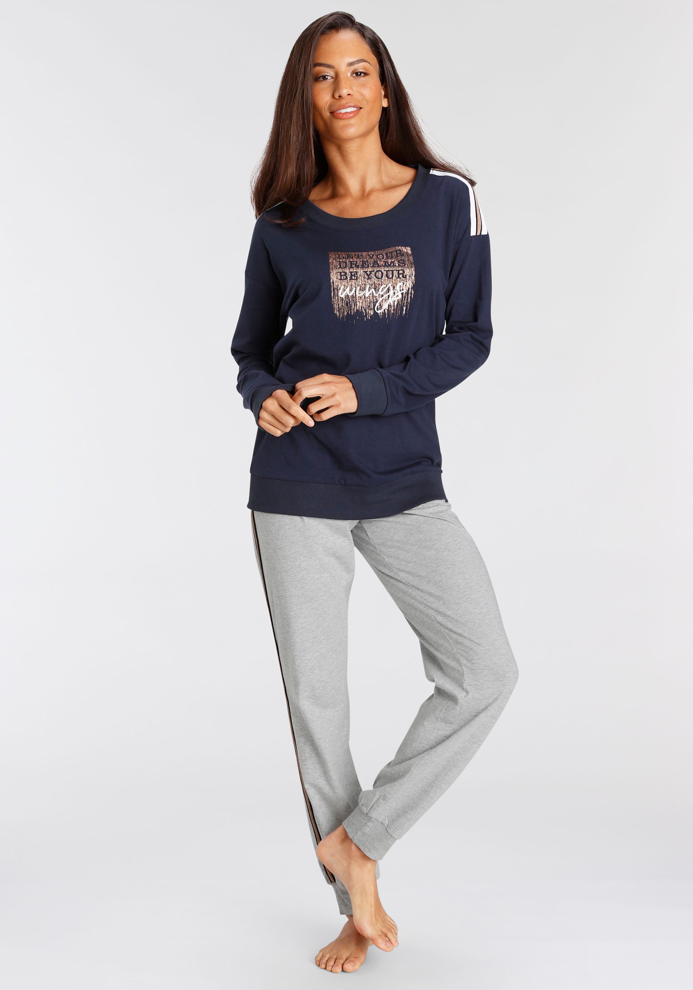 Vivance Dreams Pyjama 2 Stk. tlg., mit kontrastfarbenen Tape Details günstig online kaufen