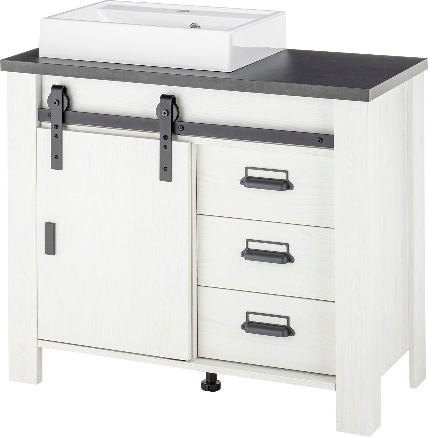 Waschtisch HOME AFFAIRE, B:95cm H:91cm T:43cm, weiß, Badezimmer, Waschtische, "SHERWOOD, Waschbeckenunterschrank inkl. Waschbecken", in 2 Farben