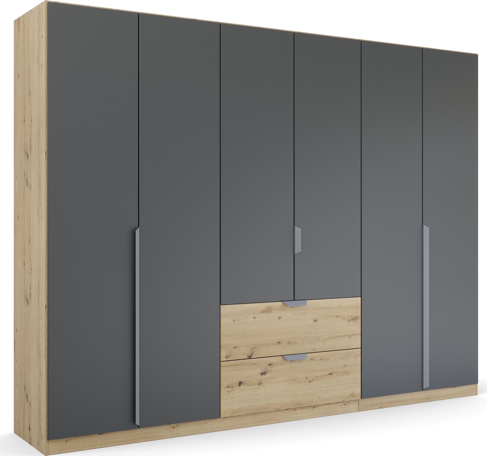 rauch Drehtürenschrank "Kleiderschrank Schrank Garderobe Ankleide DARK&WOOD BY QUADRA SPIN" Breiten: 181/226/271 cm, Höhe 210 cm, im Industrial Style mit Metallgriffstangen