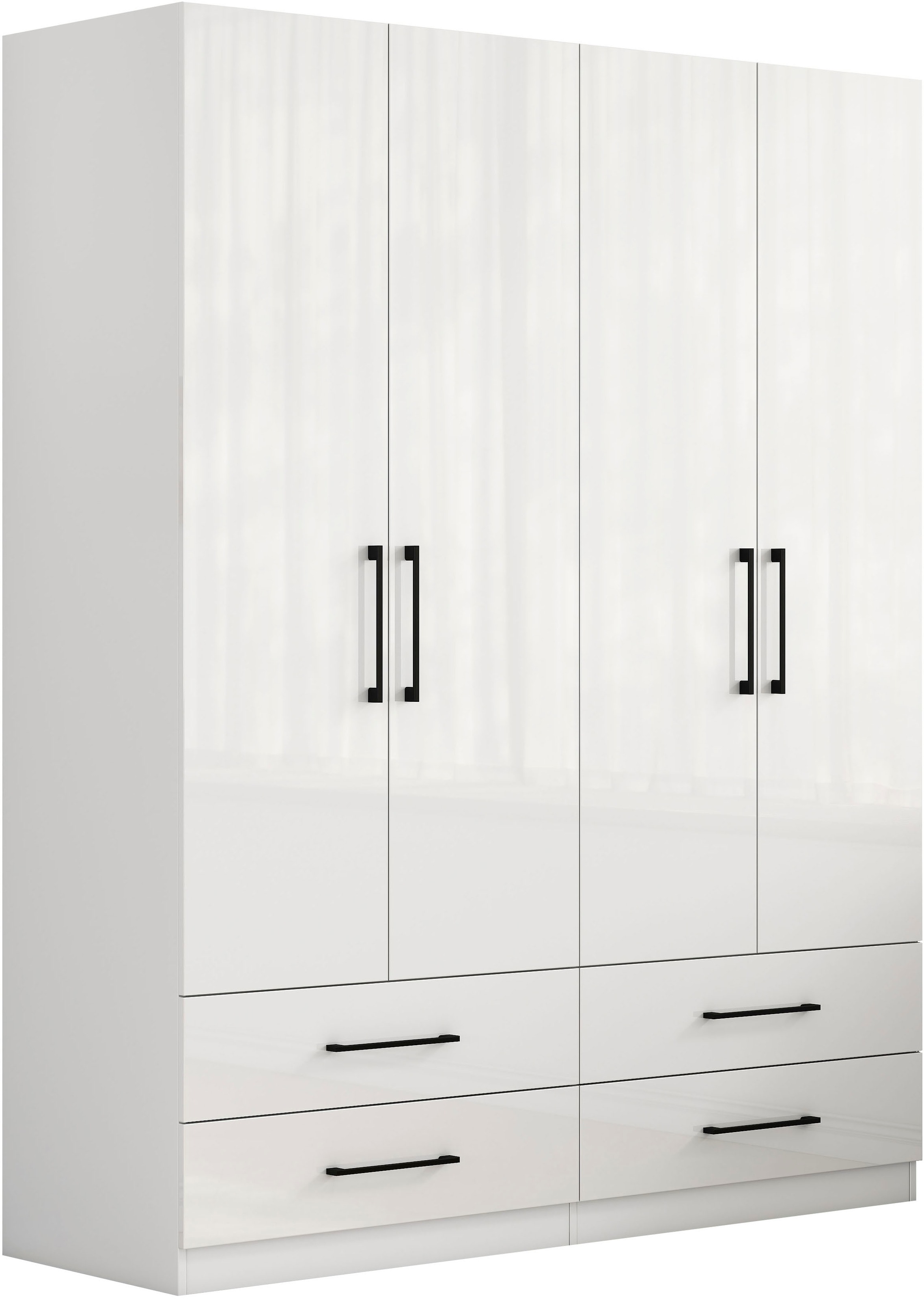 OTTO home Kleiderschrank "Sylt Schlafzimmerschrank Garderobe Schrank hochglanz" Drehtürenschrank mit 4 Schubladen und 4 Türen, Schrank in Breite 160 mit viel Stauraum