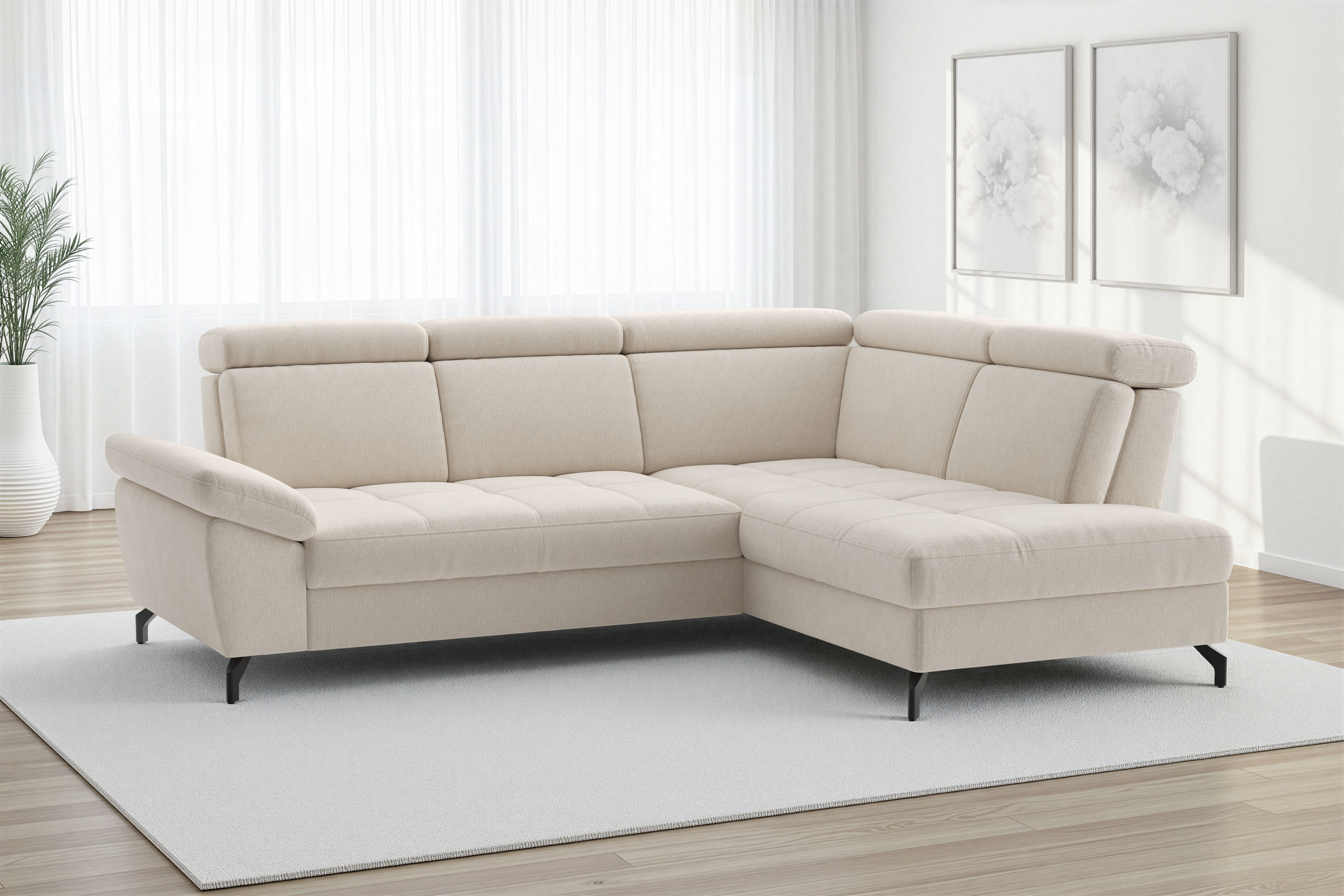 sit&more Ecksofa "Vanity; L-Form, B. 254 cm" Inkl.Sitz-,Kopf-und Armteilverstellung