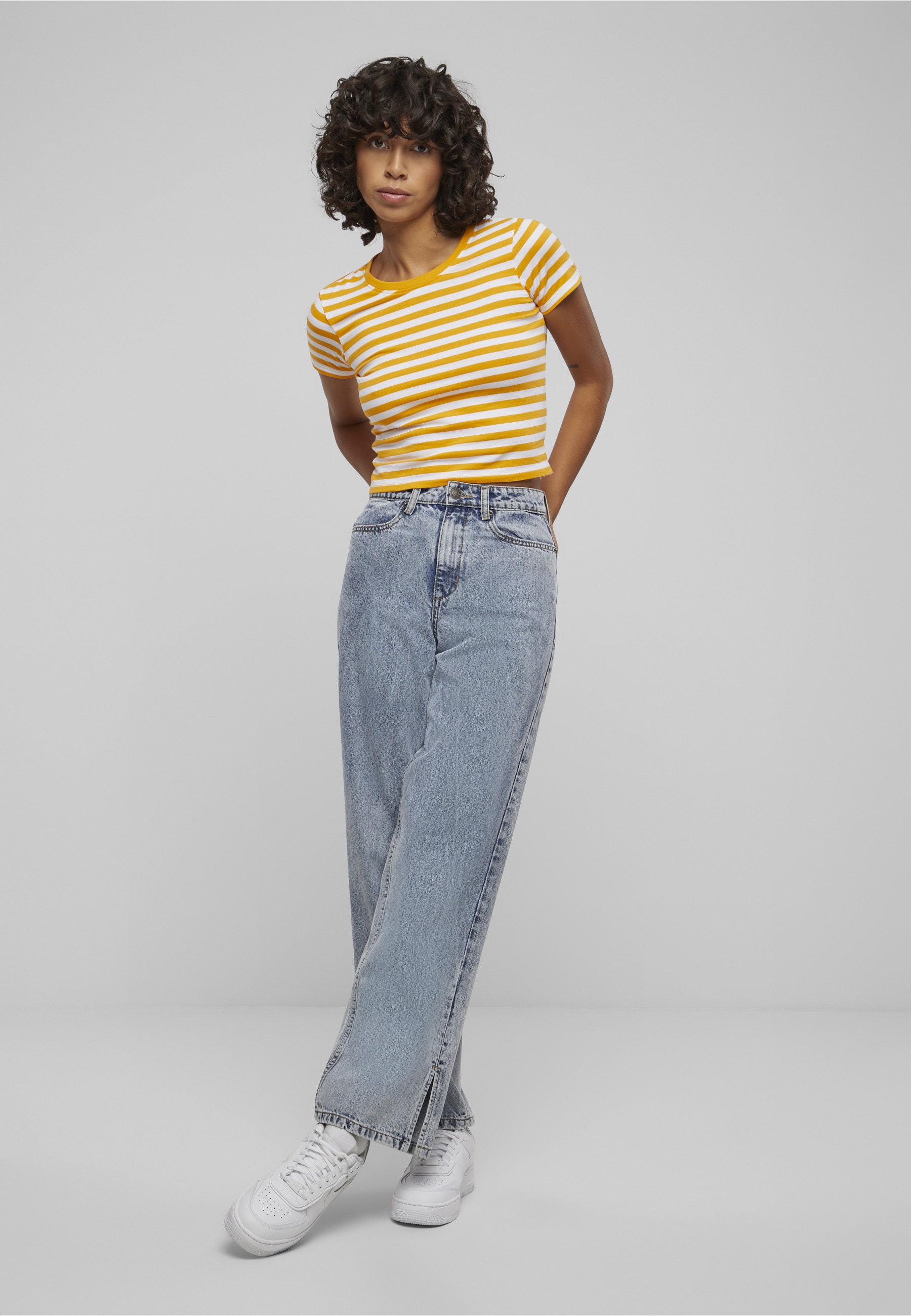 URBAN CLASSICS T-Shirt »Urban Classics Damen Ladies Short Striped Tee« 1 Stk.