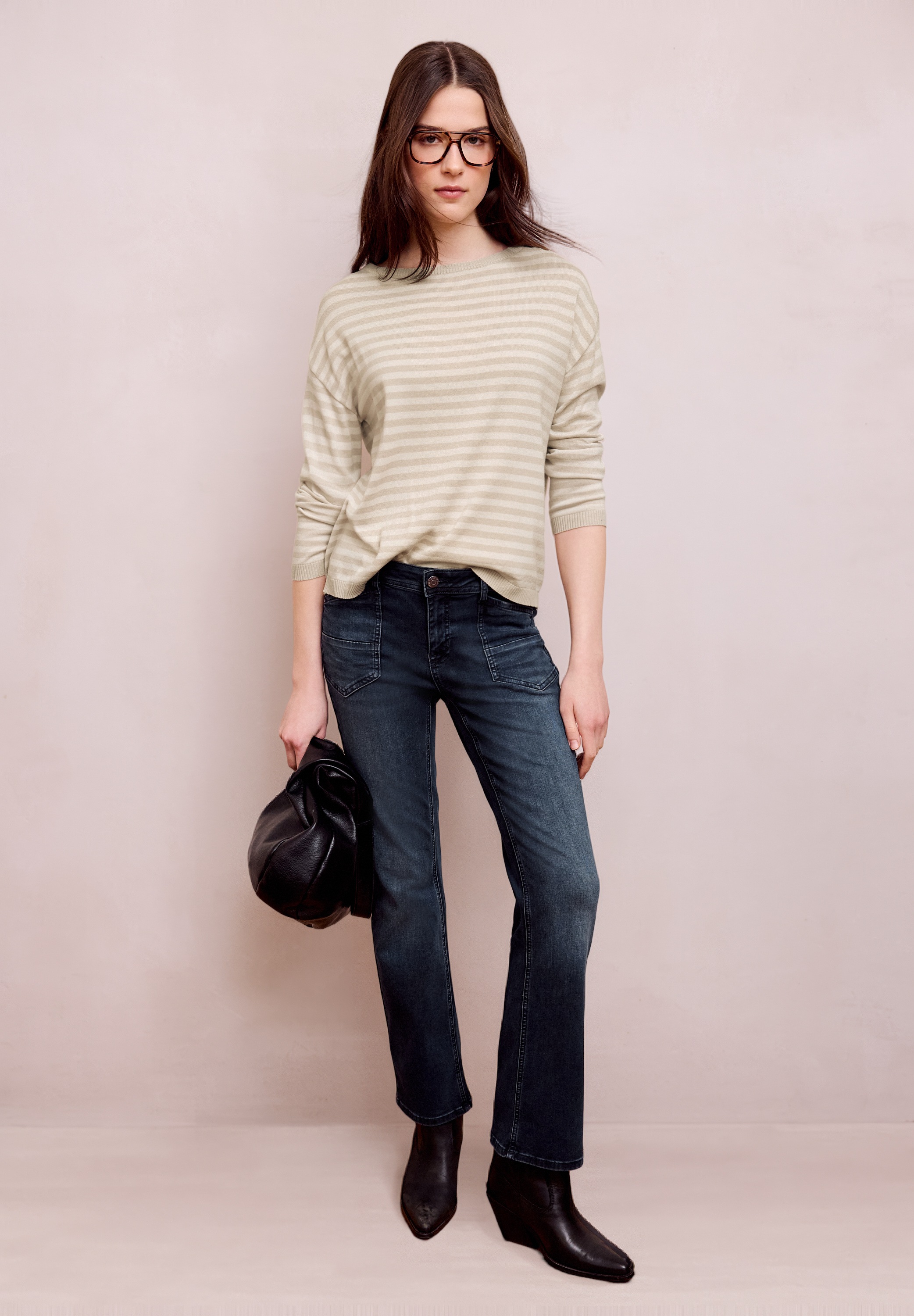 STREET ONE STUDIO Streifenpullover mit U-Boot-Ausschnitt