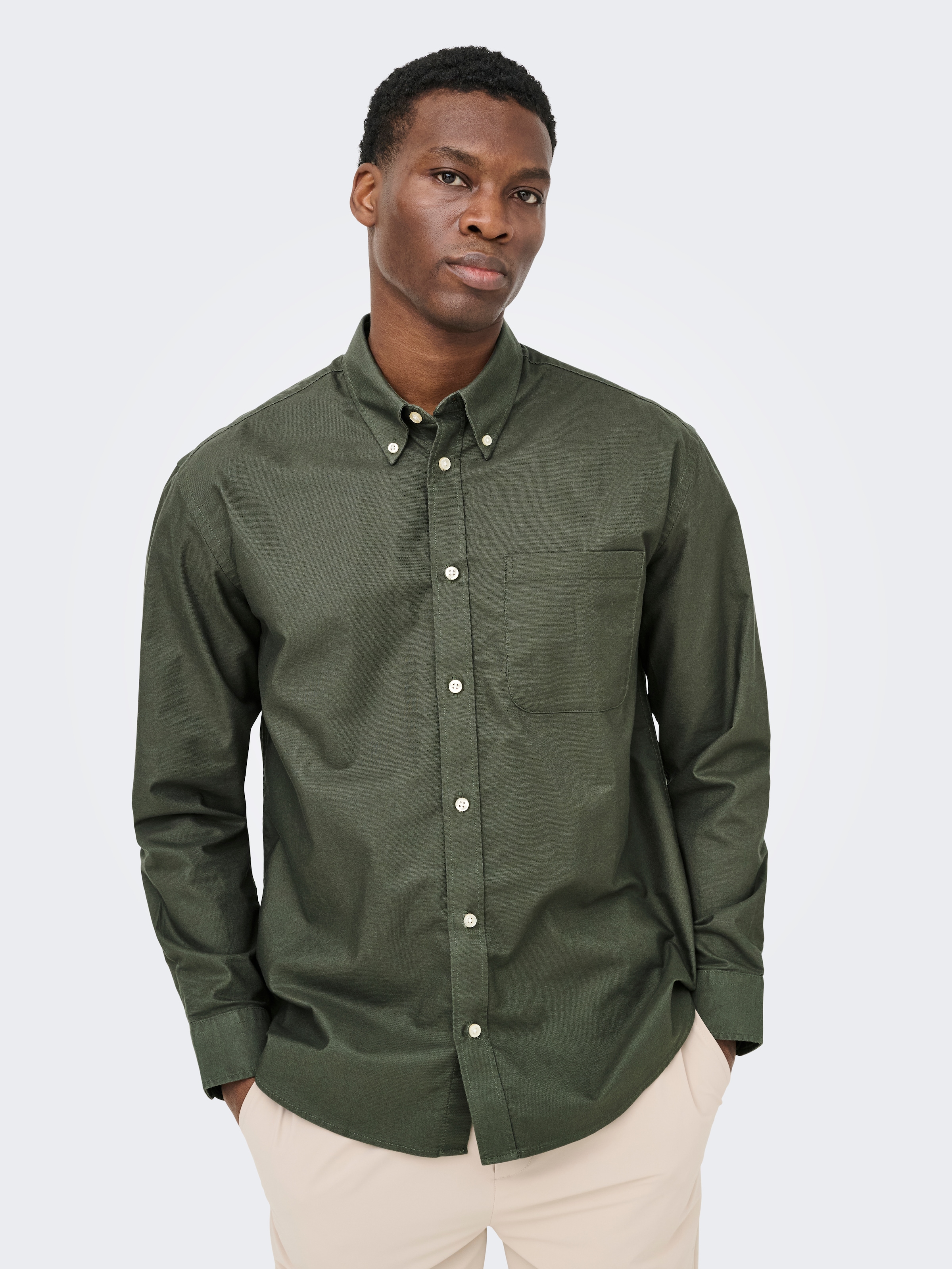 Only & Sons Langarmhemd "Onsoxford Ls Shirt Frml Noos" Baumwollmischung, Regular Fit
