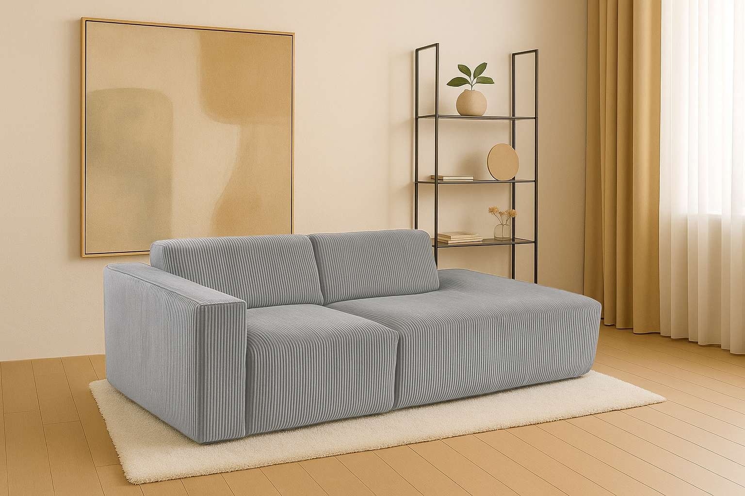 andas 2-Sitzer "Noord mit Kedernaht, Breite 227 cm", Cord, Struktur, Websto günstig online kaufen