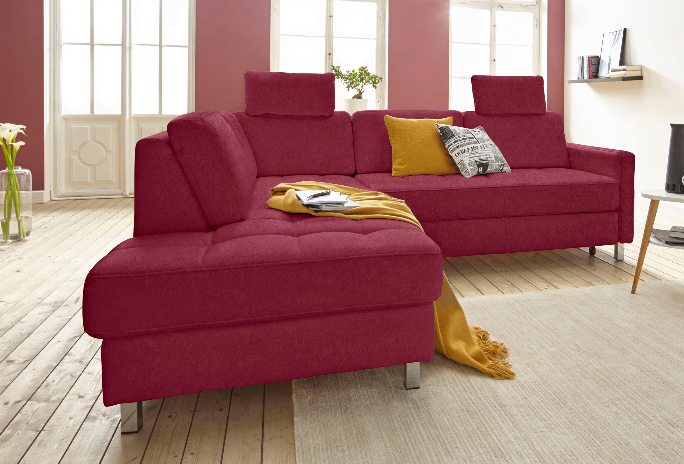 sit&more Ecksofa "Pablo L-Form" wahlweise mit Schlaffunktion und Bettkasten