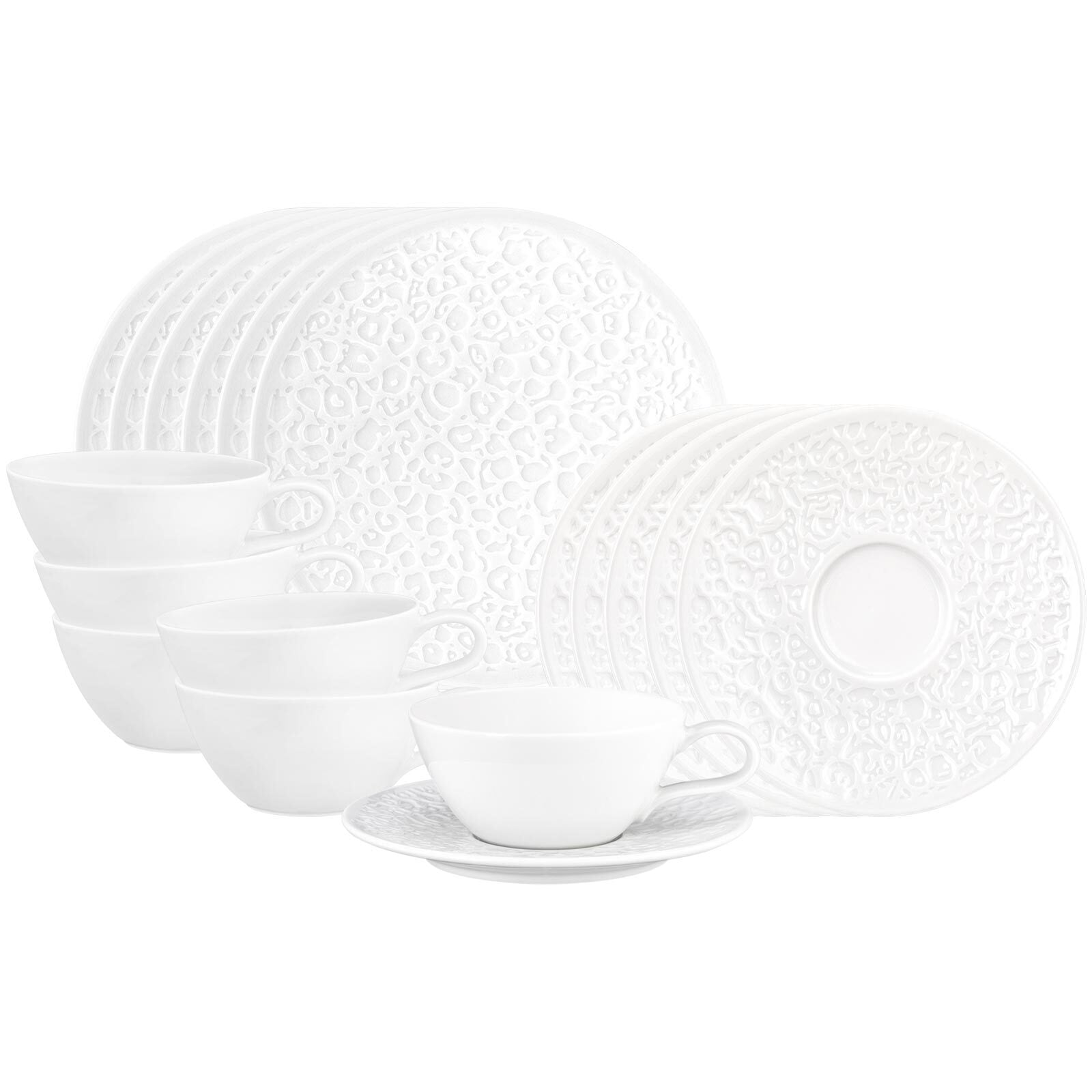 Seltmann Weiden Geschirr-Set "Teeservice Nori Home 18er Set weiß" Spülmaschinengeeignet, Mikrowellenfest, Ofenfest