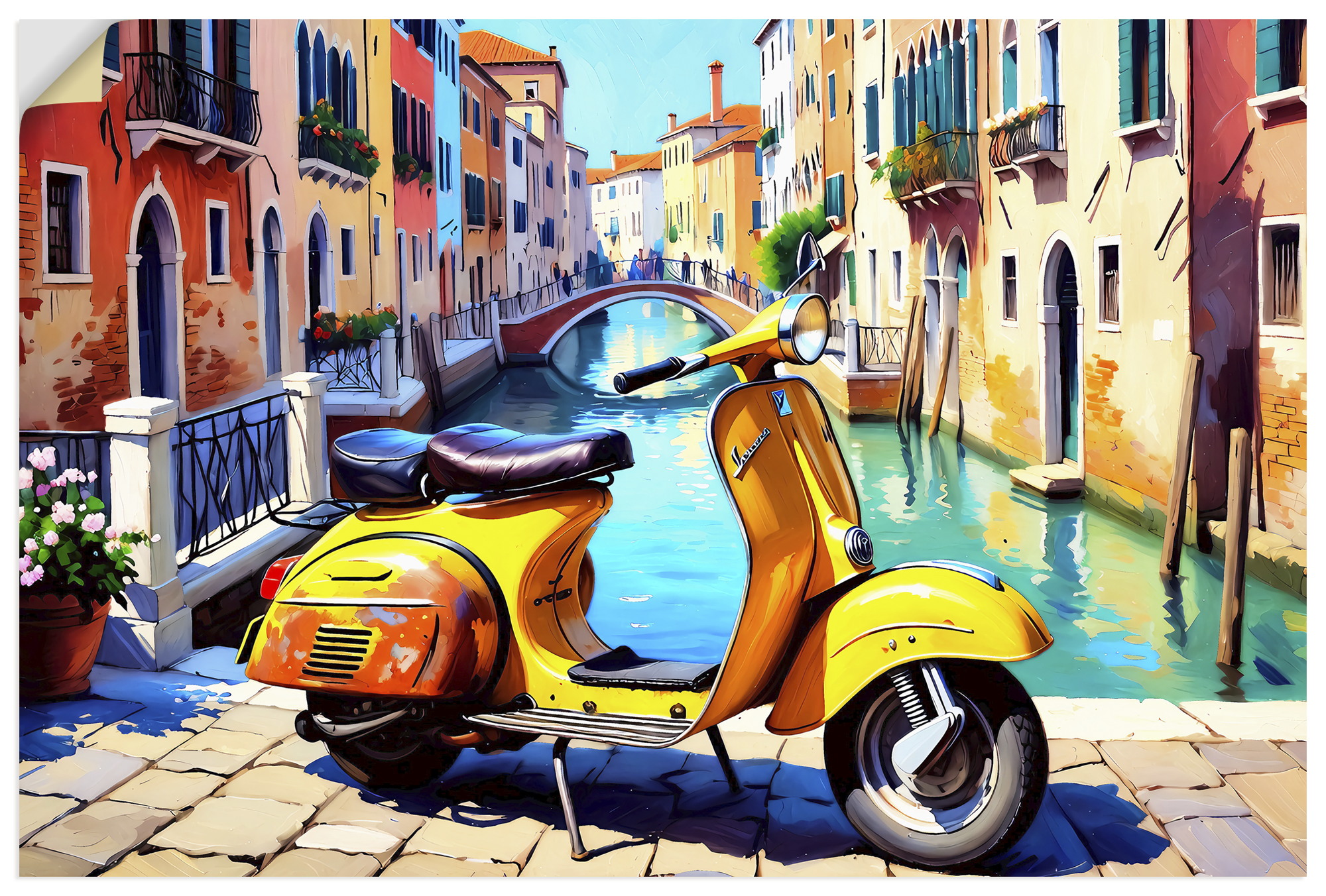 Artland Wandbild "Reise nach Venedig mit dem Motorroller" 1 Stk. tlg. als Alubild, Leinwandbild, Poster, Wandaufkleber in verschied. Größen