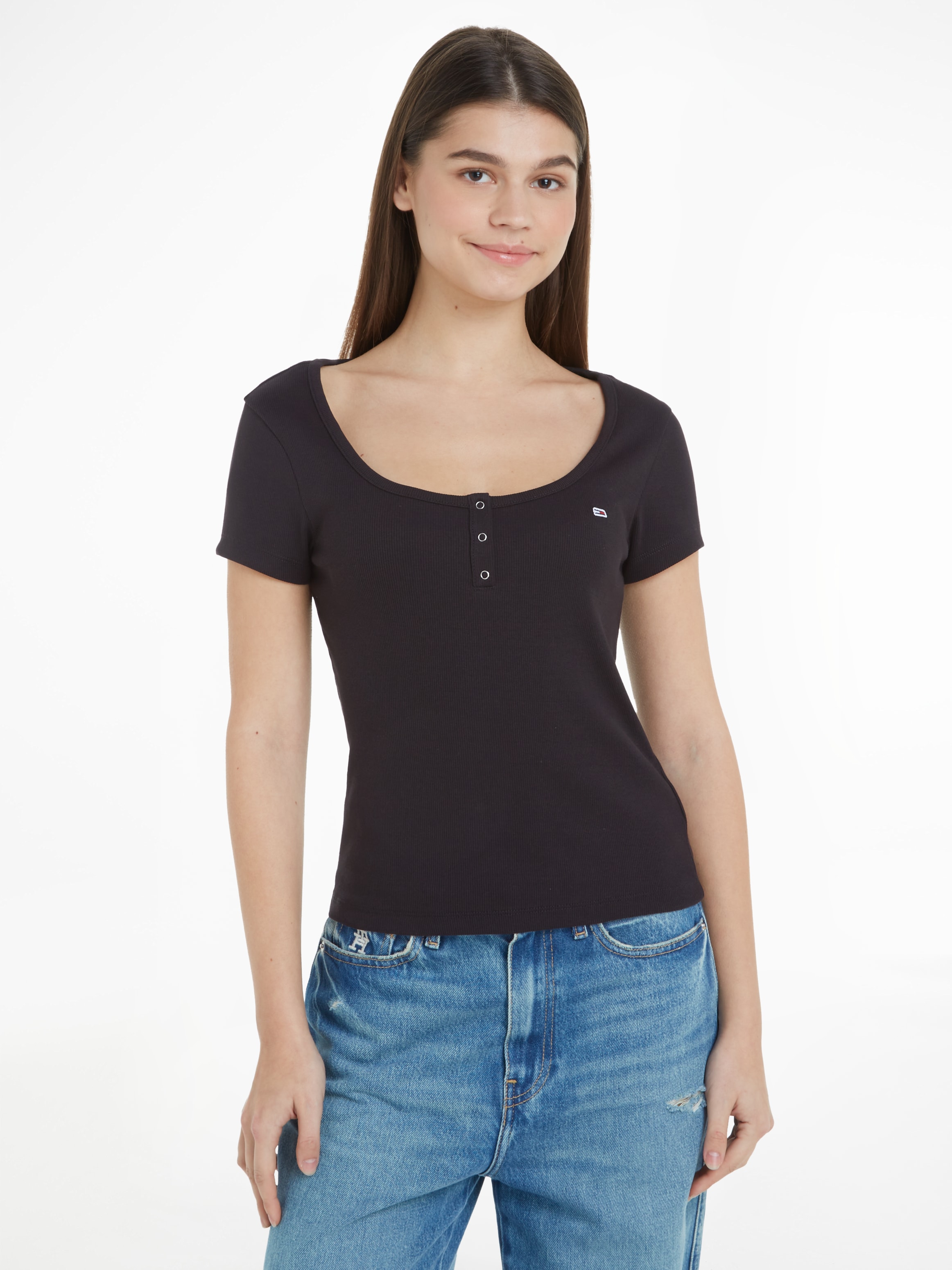 Tommy Jeans T-Shirt "TJW 2PACK HENLEY SS RIB TEE", mit Tommy Jeans Markenla günstig online kaufen