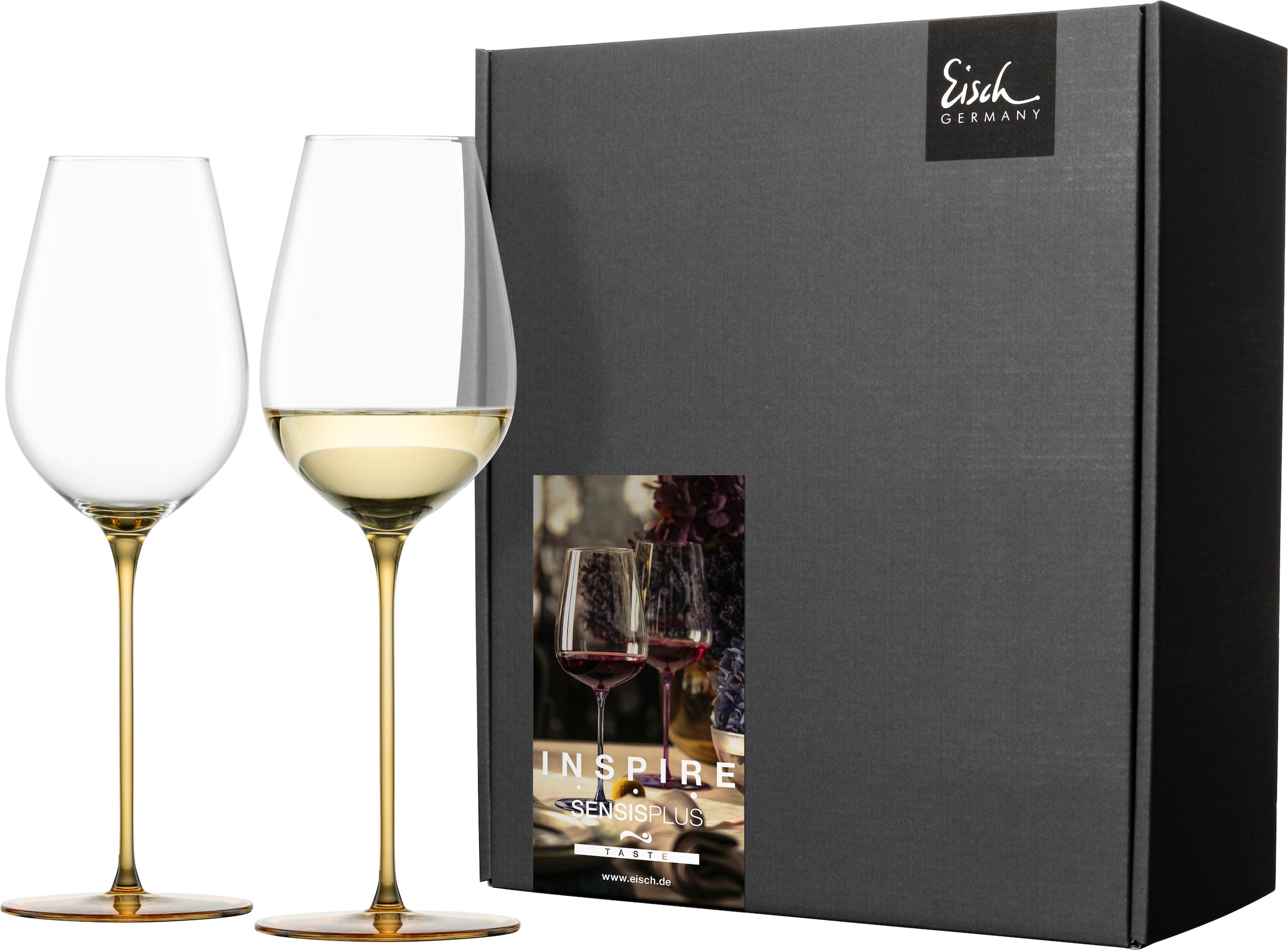 Eisch Germany Champagnerglas »INSPIRE SENSISPLUS«, (Set, 2 tlg., 2 Gläser im Geschenkkarton), die Veredelung der Stiele erfolgt in Handarbeit, 400 ml, 2-teilig