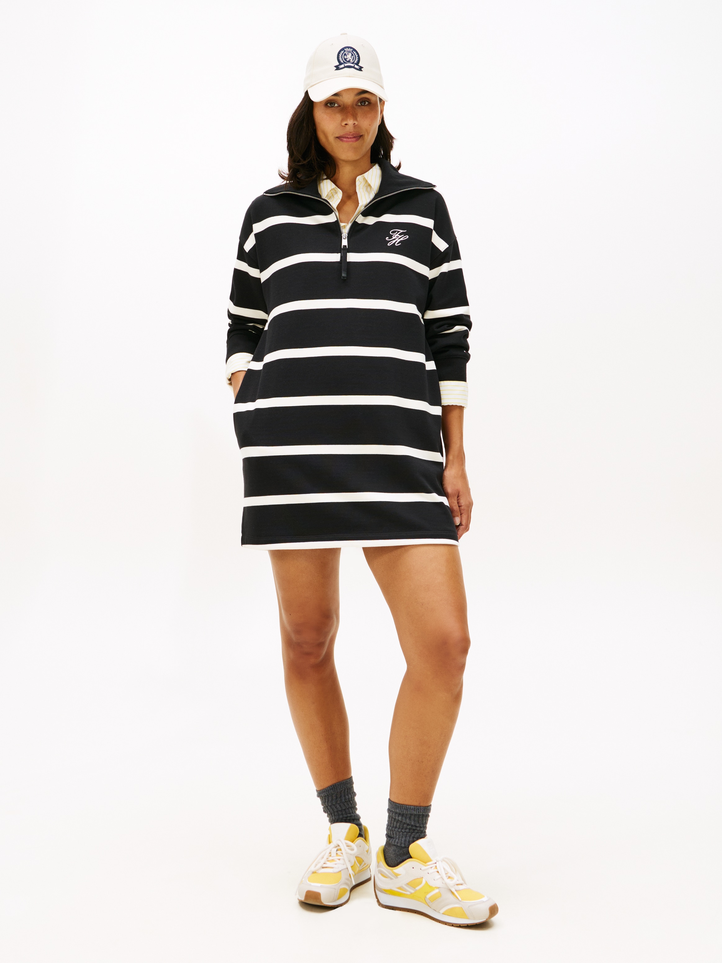 Tommy Hilfiger Minikleid "TH SCRIPT 1/2 ZIP TERRY DRESS" günstig online kaufen