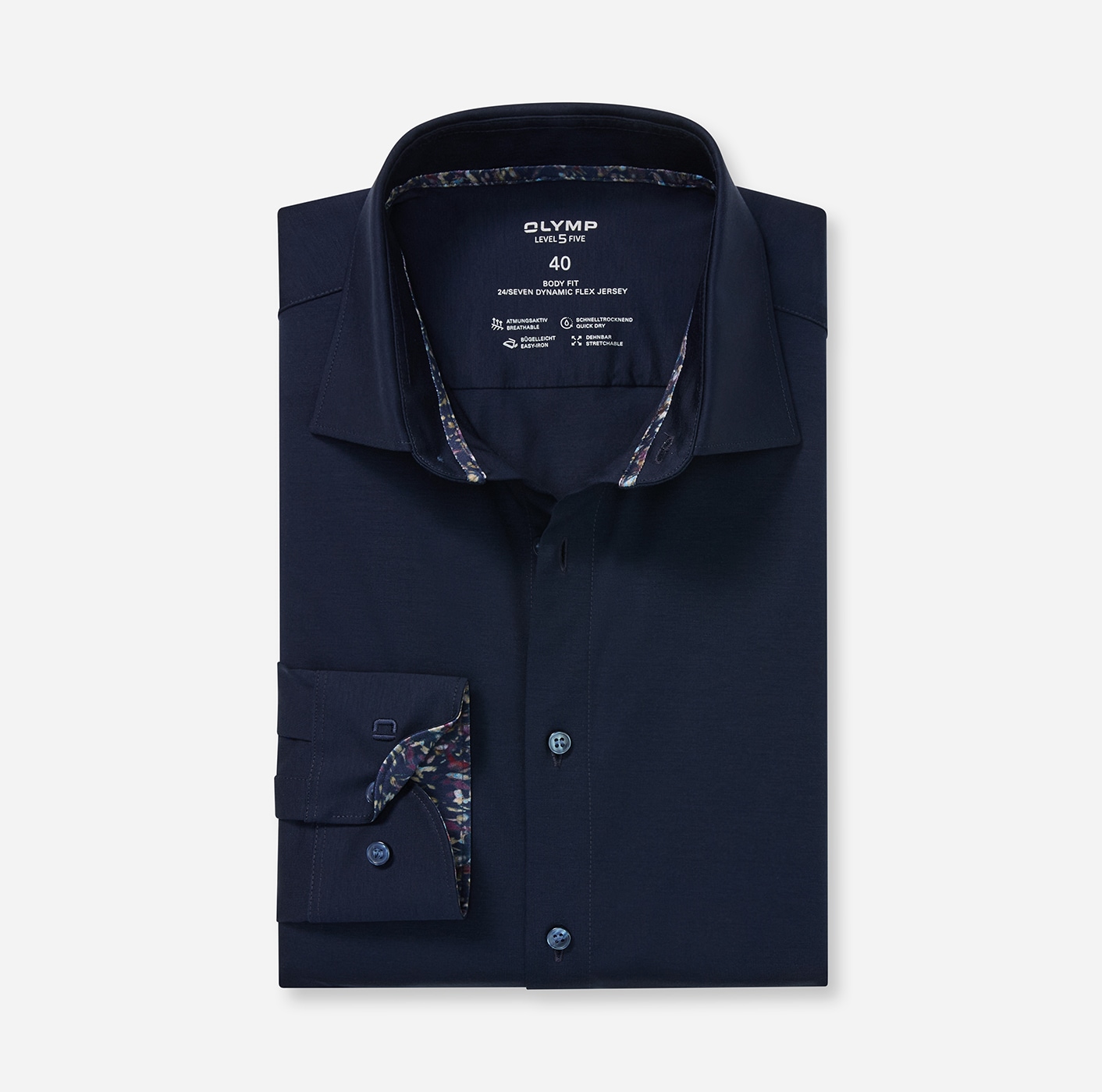 OLYMP Langarmhemd »Level Five 24/Seven« Businesshemd, body fit, New York Kentkragen, Jersey