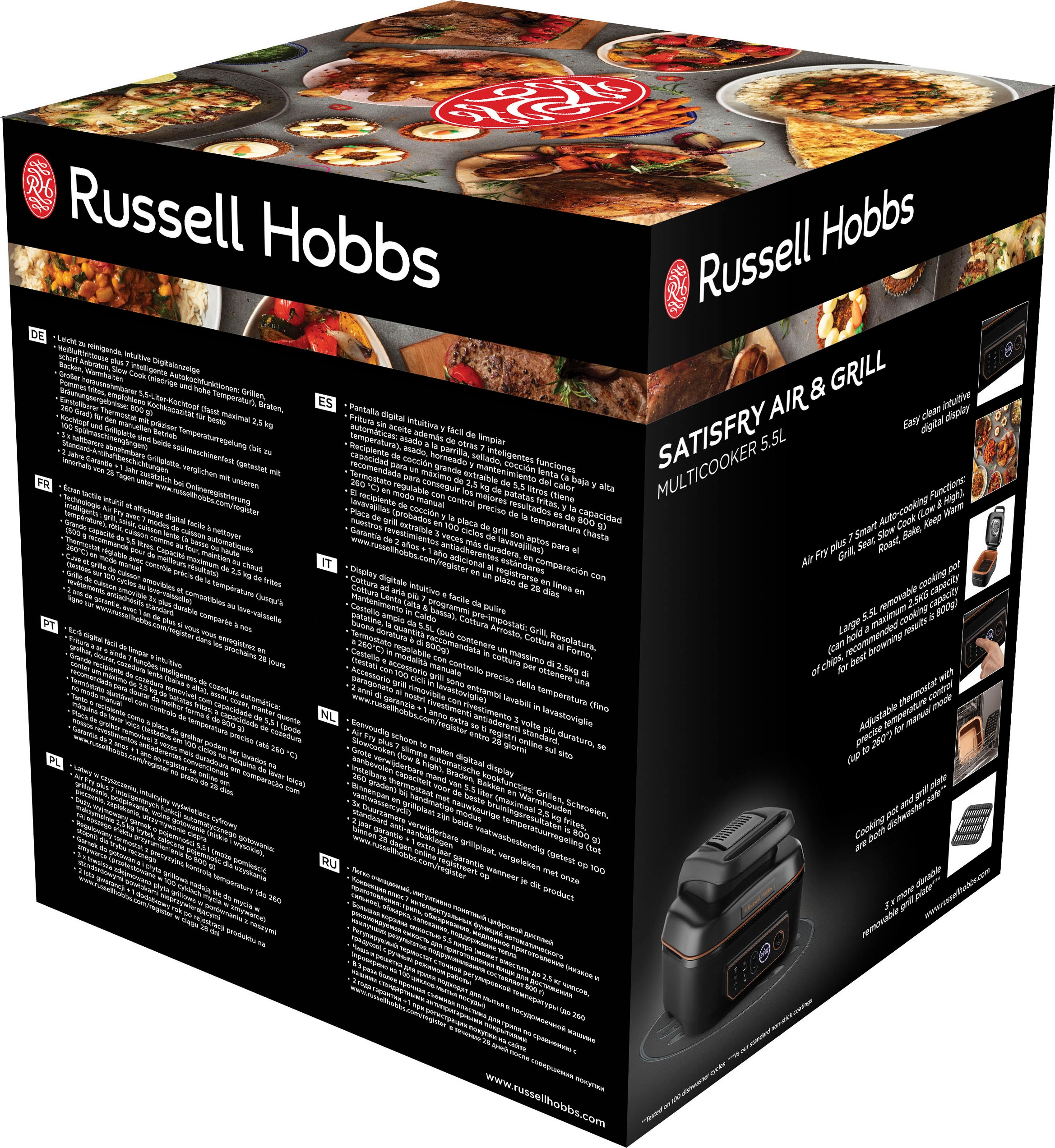 RUSSELL HOBBS Heißluftfritteuse »Multikocher SatisFry Air & Grill 26520-56«, 1745 W, Fassungsvermögen 5,5 l, groß - 5,5 l