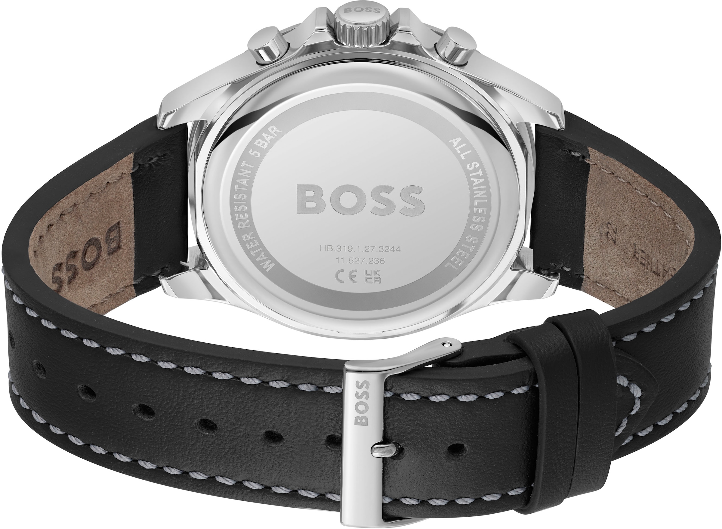 BOSS Chronograph »TROPER«, Quarzuhr, Herrenuhr, Armbanduhr, Stoppfunktion, Lederarmband