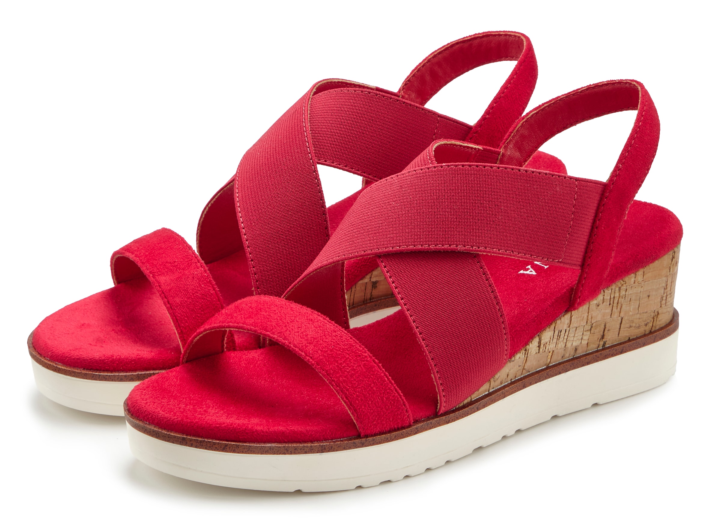LASCANA Sandalette "Sommerschuh, offener Schuh, Sandale, Keilsandalette," mit elastischen Riemchen VEGAN