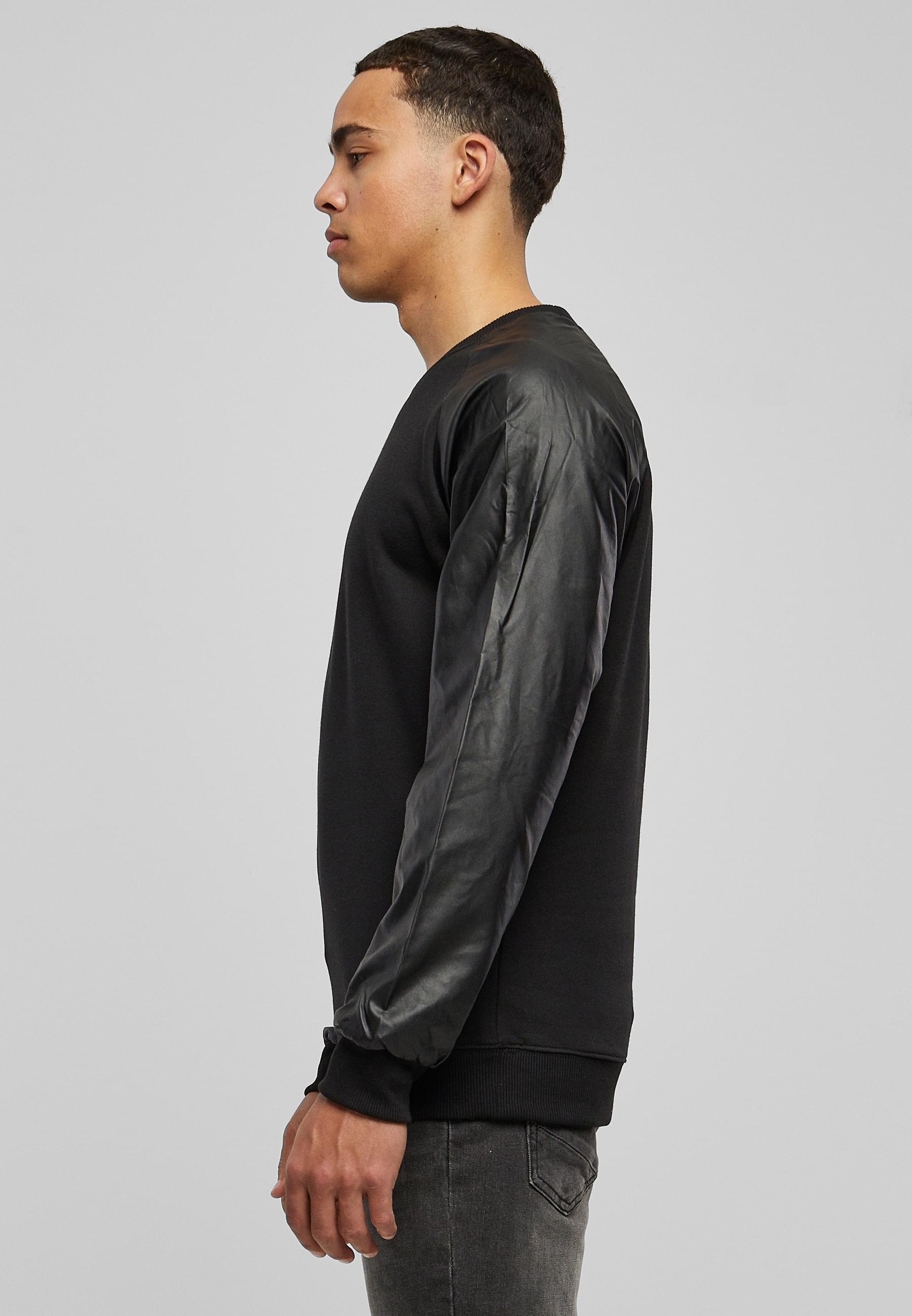 URBAN CLASSICS Rundhalspullover »Urban Classics Herren Raglan Leather Imitation Crew«, (1 tlg.)