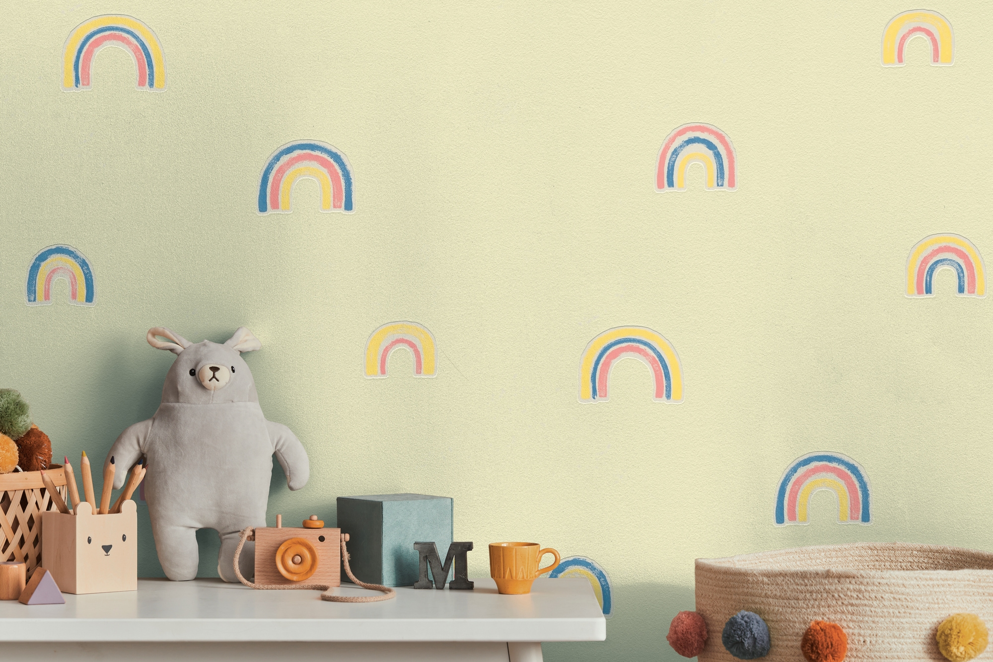 living walls 1100000002199 "Kids Studio Regenbogen – Vliestapete für Kinder" Motiv grafisch leicht glänzend glatt Handgezeichnete Regenbögen in freundlichen Pastellfarben
