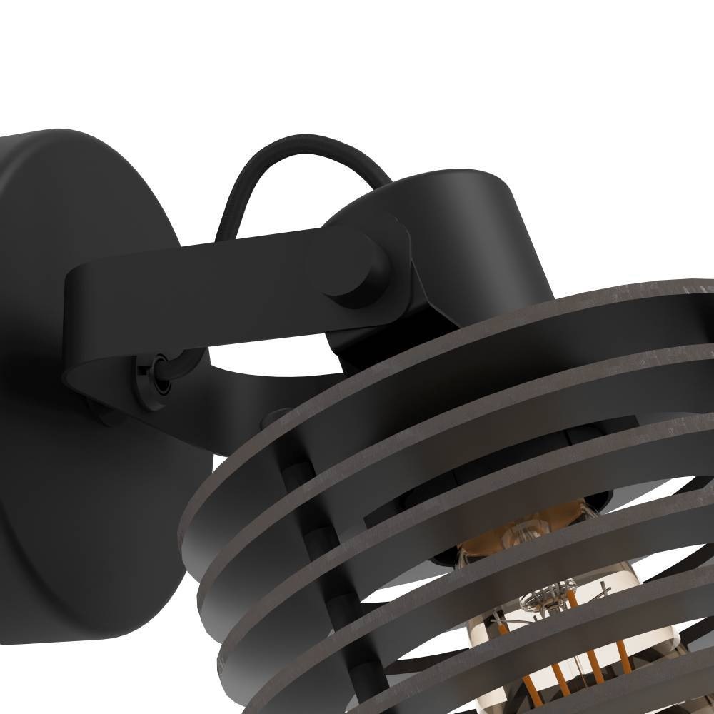 EGLO Deckenspot »SEGOVIA« E27 1 Stk. Wandleuchte, Wandspot aus Metall und Holz in Schwarz, E27 Fassung