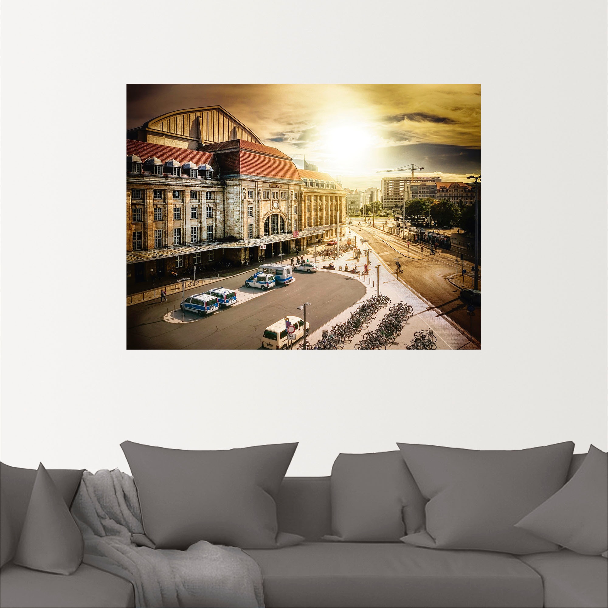 Artland Wandbild »Hauptbahnhof Leipzig im Sonnenuntergang«, Gebäude, (1 St.), als Alubild, Leinwandbild, Wandaufkleber oder Poster in versch. Größen