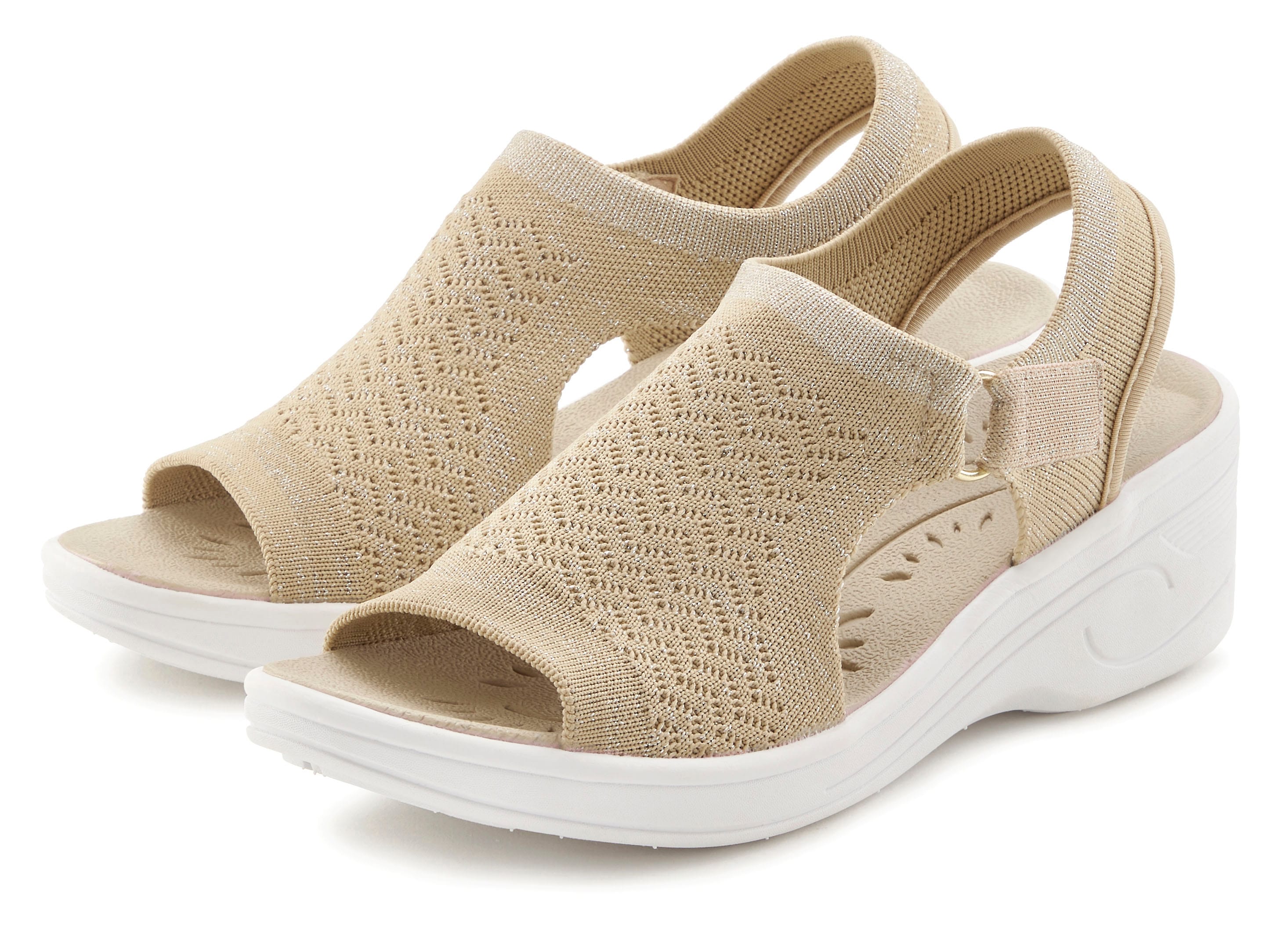 Vivance Sandalette "Sandale, Sommerschuh, offener Schuh, Keilsandalette," NEU mit Keilabsatz und Klettverschluss VEGAN