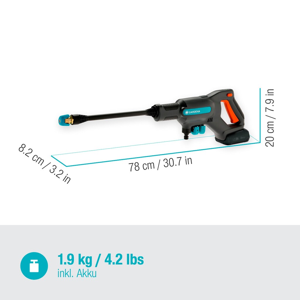 GARDENA Akku-Mitteldruckreiniger »AquaClean 24/18V P4A«, (Set, 5 tlg.)